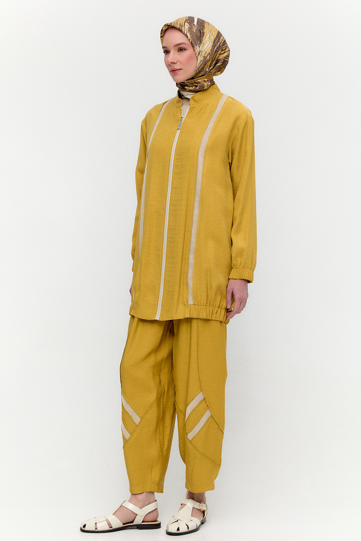 File Şerit Detaylı Modal Takım, Tesettür Giyim