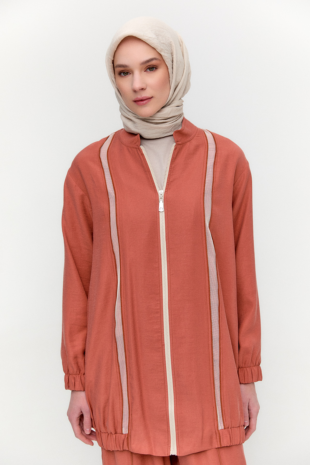 File Şerit Detaylı Modal Takım, Tesettür Giyim