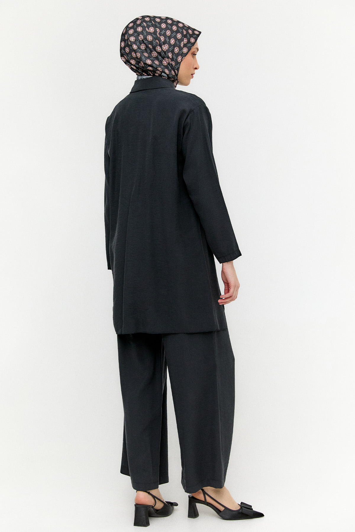 Şeritli File Detaylı İkili Takım, Tesettür Giyim