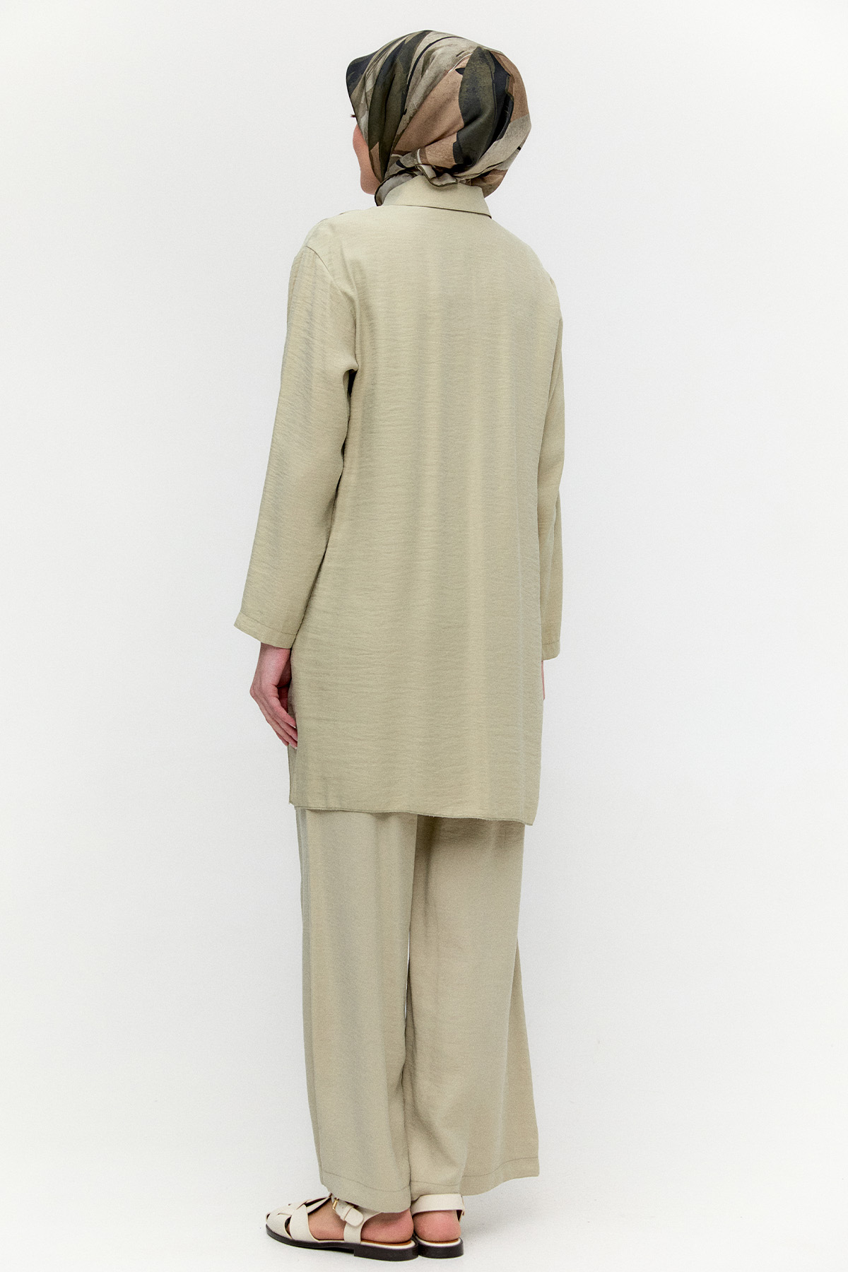 Şeritli File Detaylı İkili Takım, Tesettür Giyim