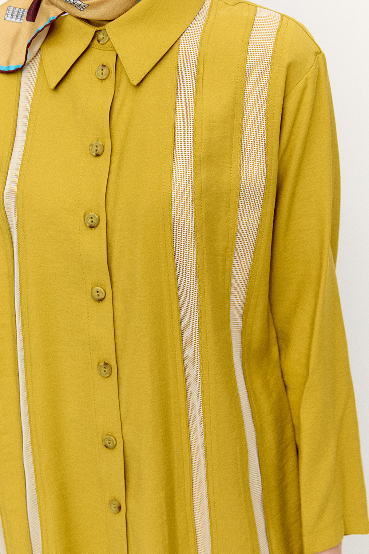 Şeritli File Detaylı İkili Takım, Tesettür Giyim