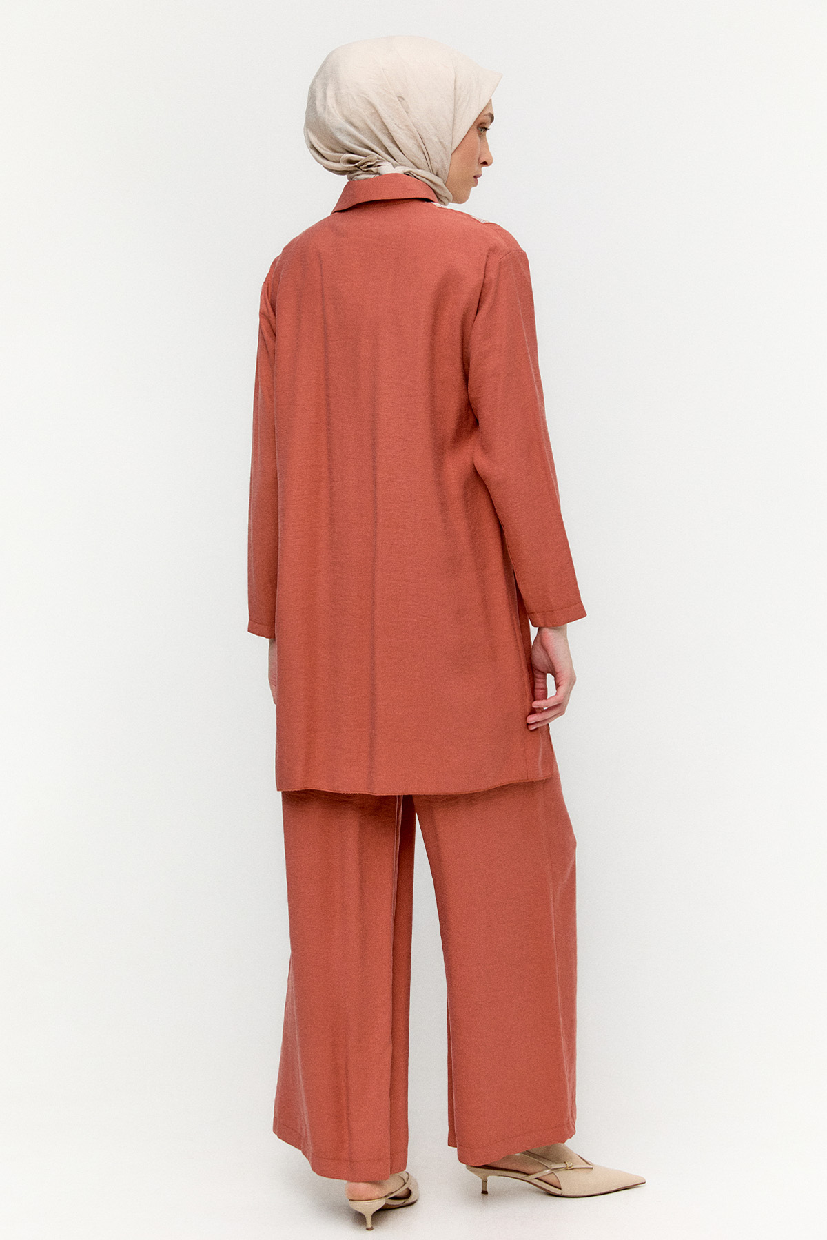 Şeritli File Detaylı İkili Takım, Tesettür Giyim