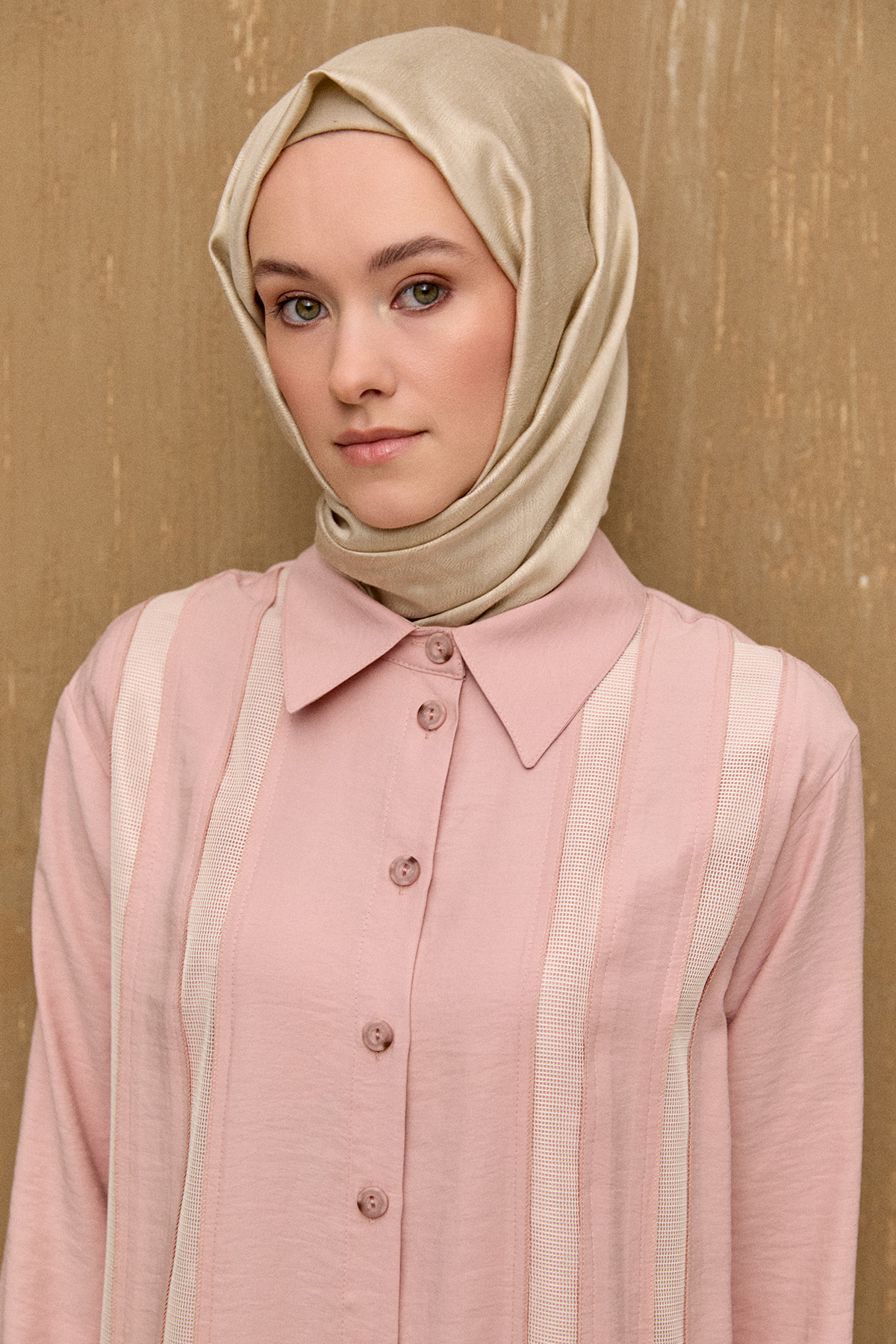 Şeritli File Detaylı İkili Takım, Tesettür Giyim