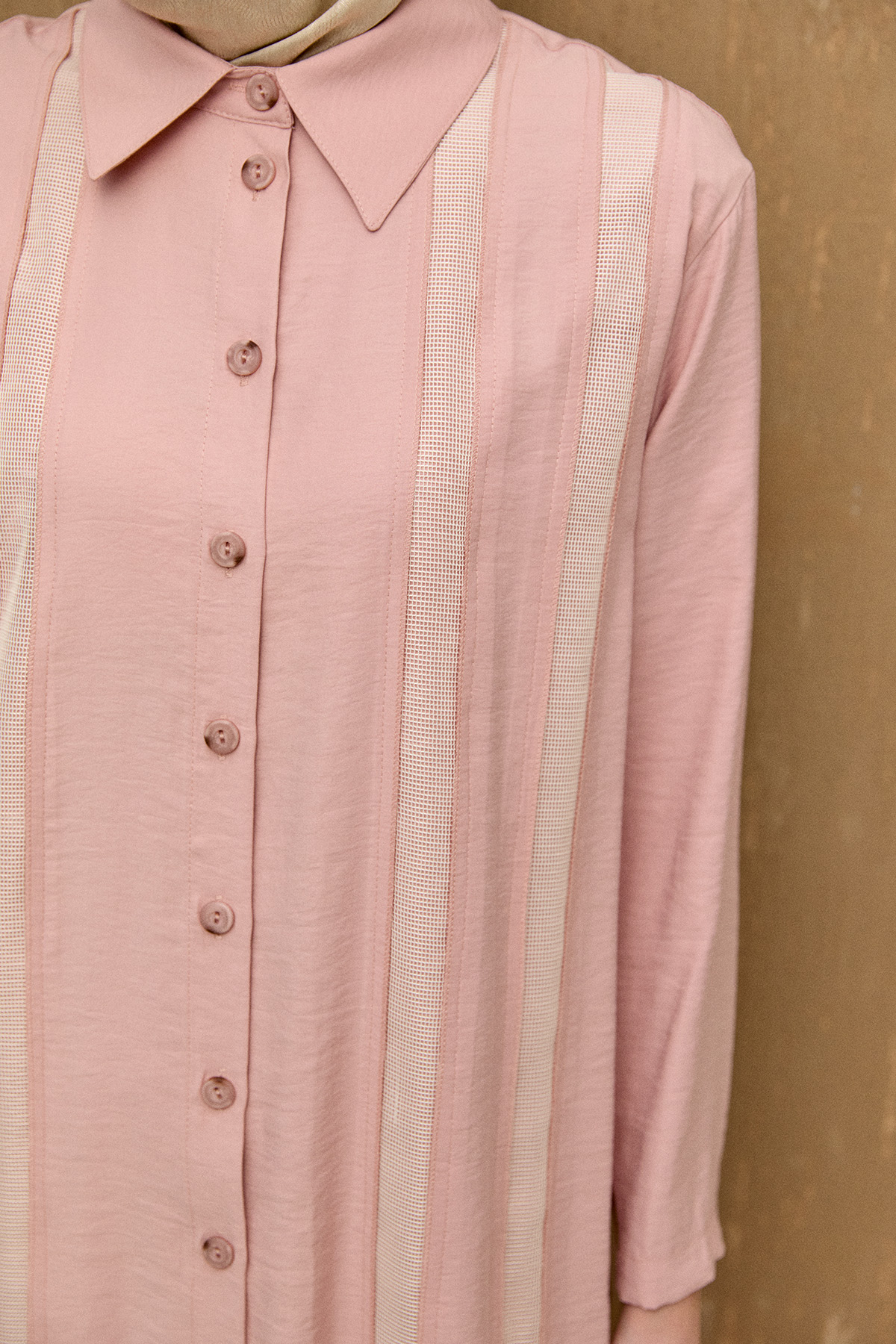 Şeritli File Detaylı İkili Takım, Tesettür Giyim