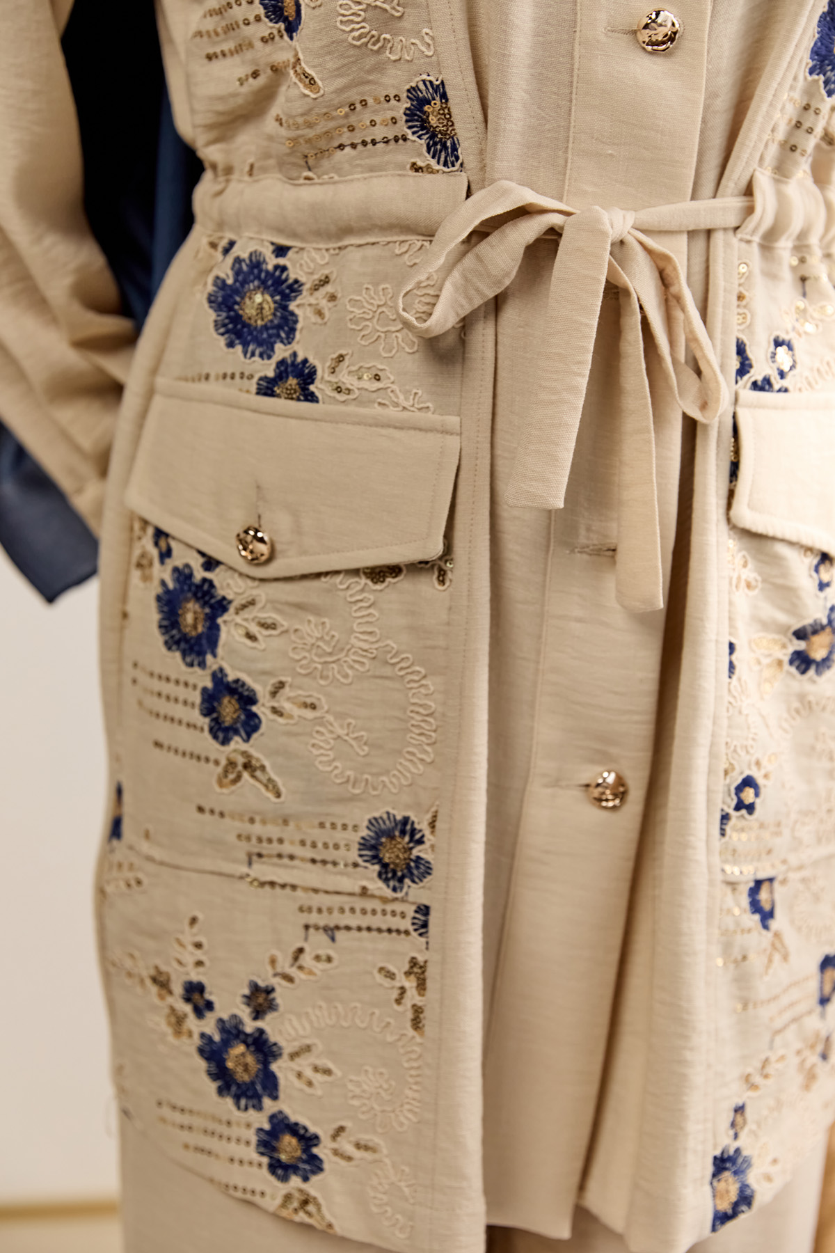 Keten Görünümlü Çiçekli İkili Takım, Tesettür Giyim