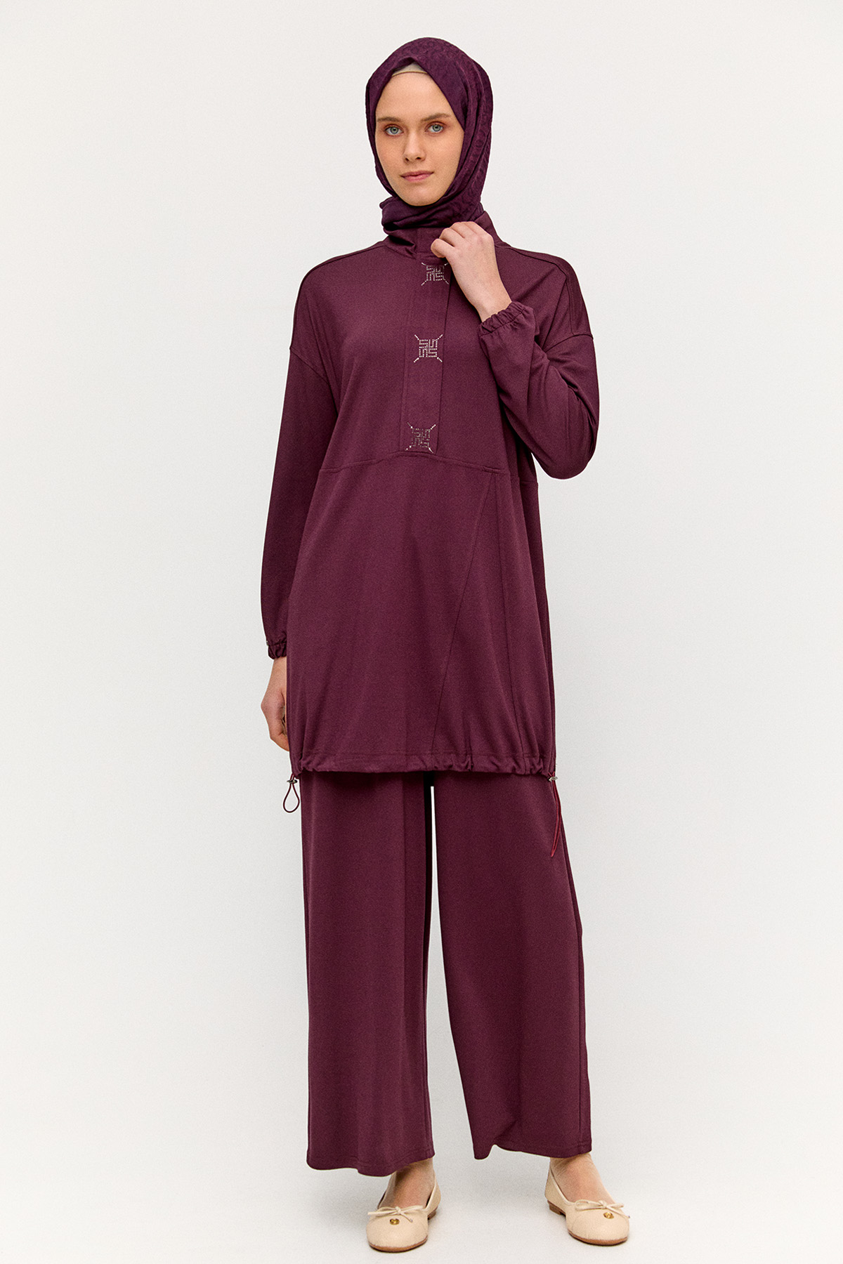 Hotfix Baskılı İkili Spor Takım, Tesettür Giyim