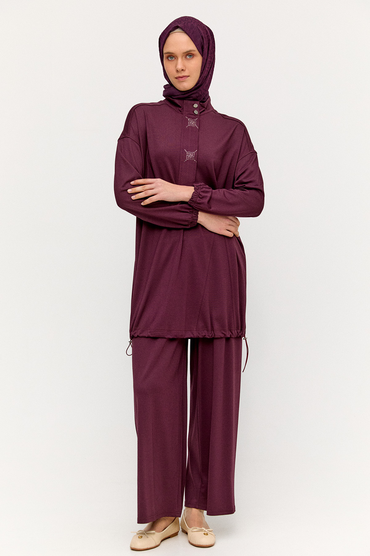 Hotfix Baskılı İkili Spor Takım, Tesettür Giyim
