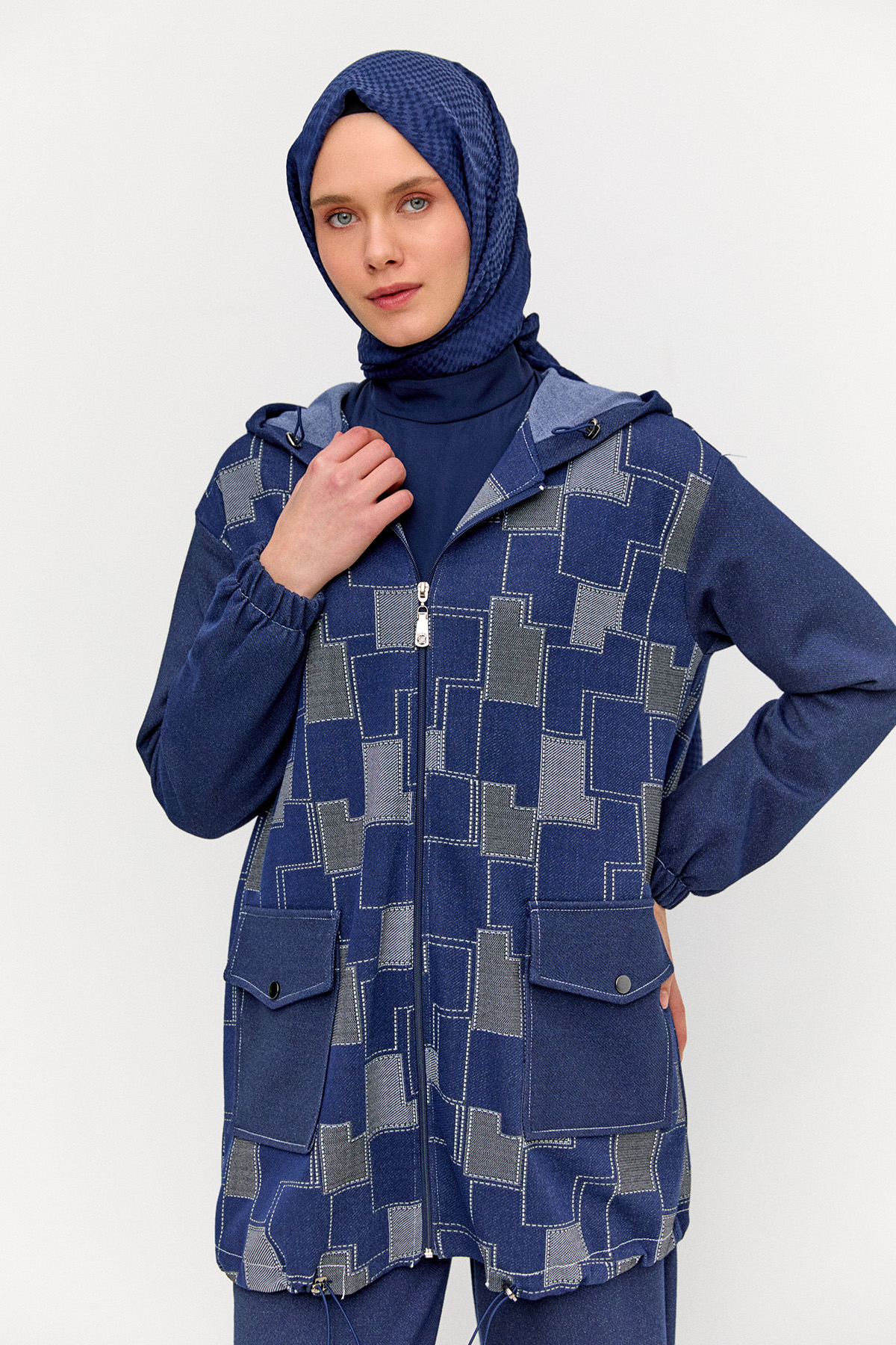 Blok Desenli İkili Takım, Tesettür Giyim