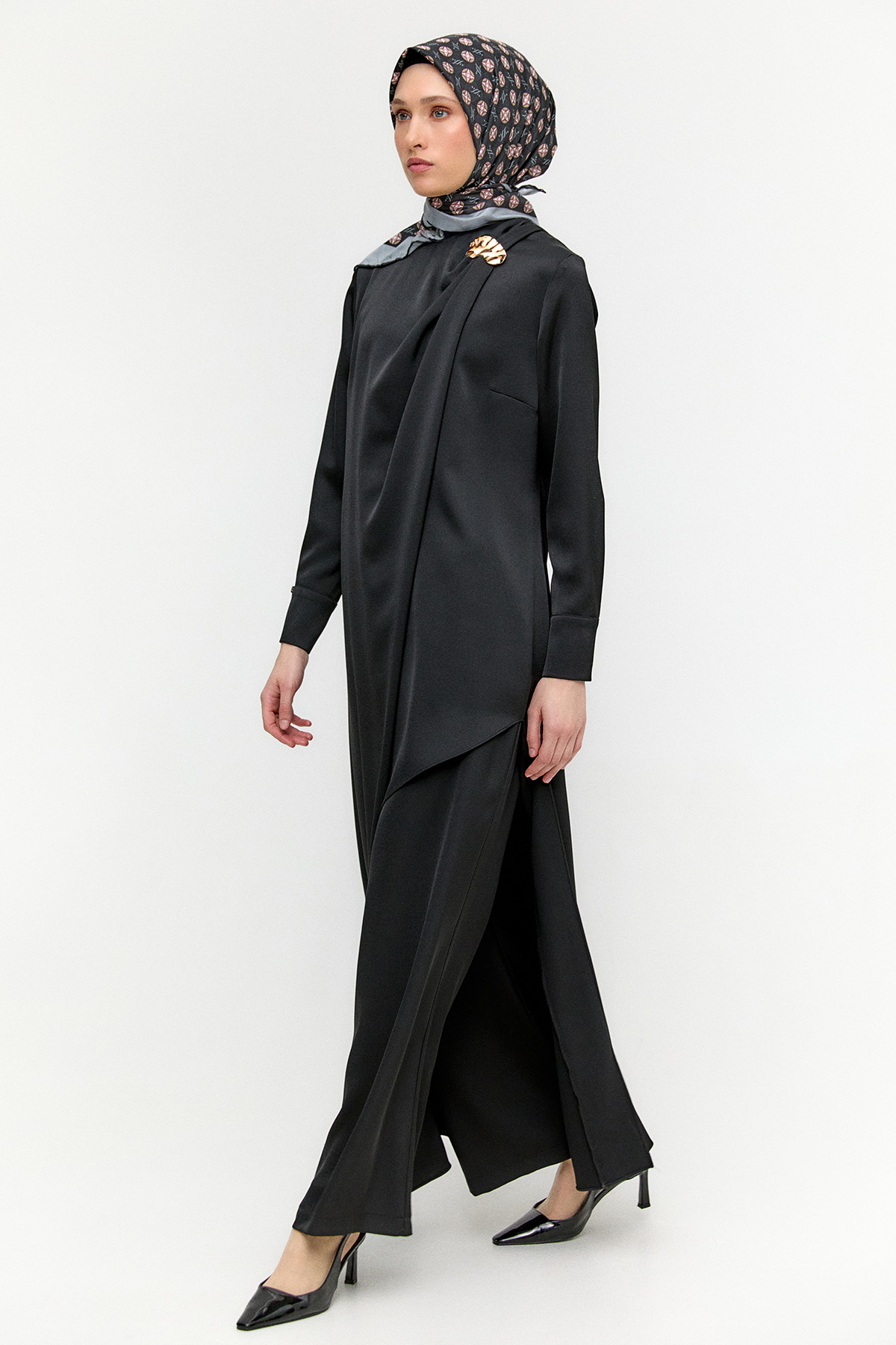 Asimetrik Saten İkili Takım, Tesettür Giyim