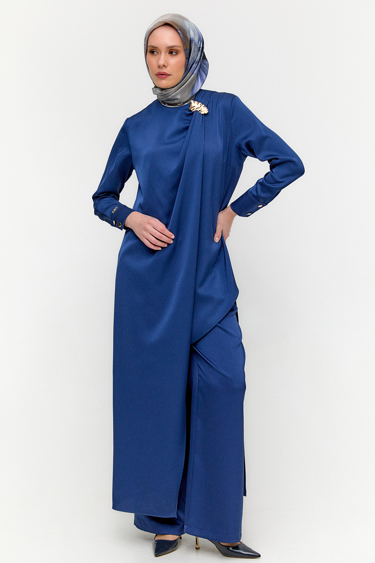 Asimetrik Saten İkili Takım, Tesettür Giyim