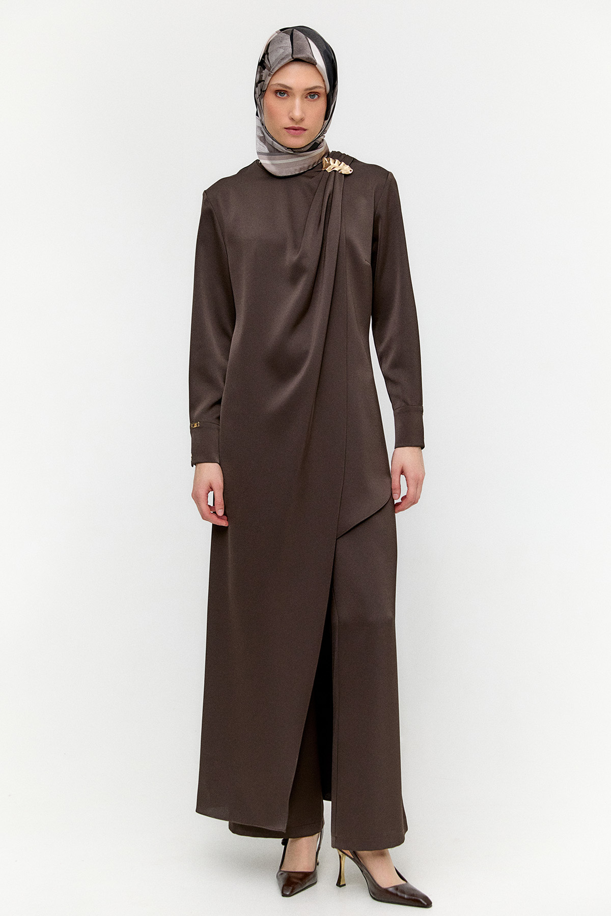 Asimetrik Saten İkili Takım, Tesettür Giyim