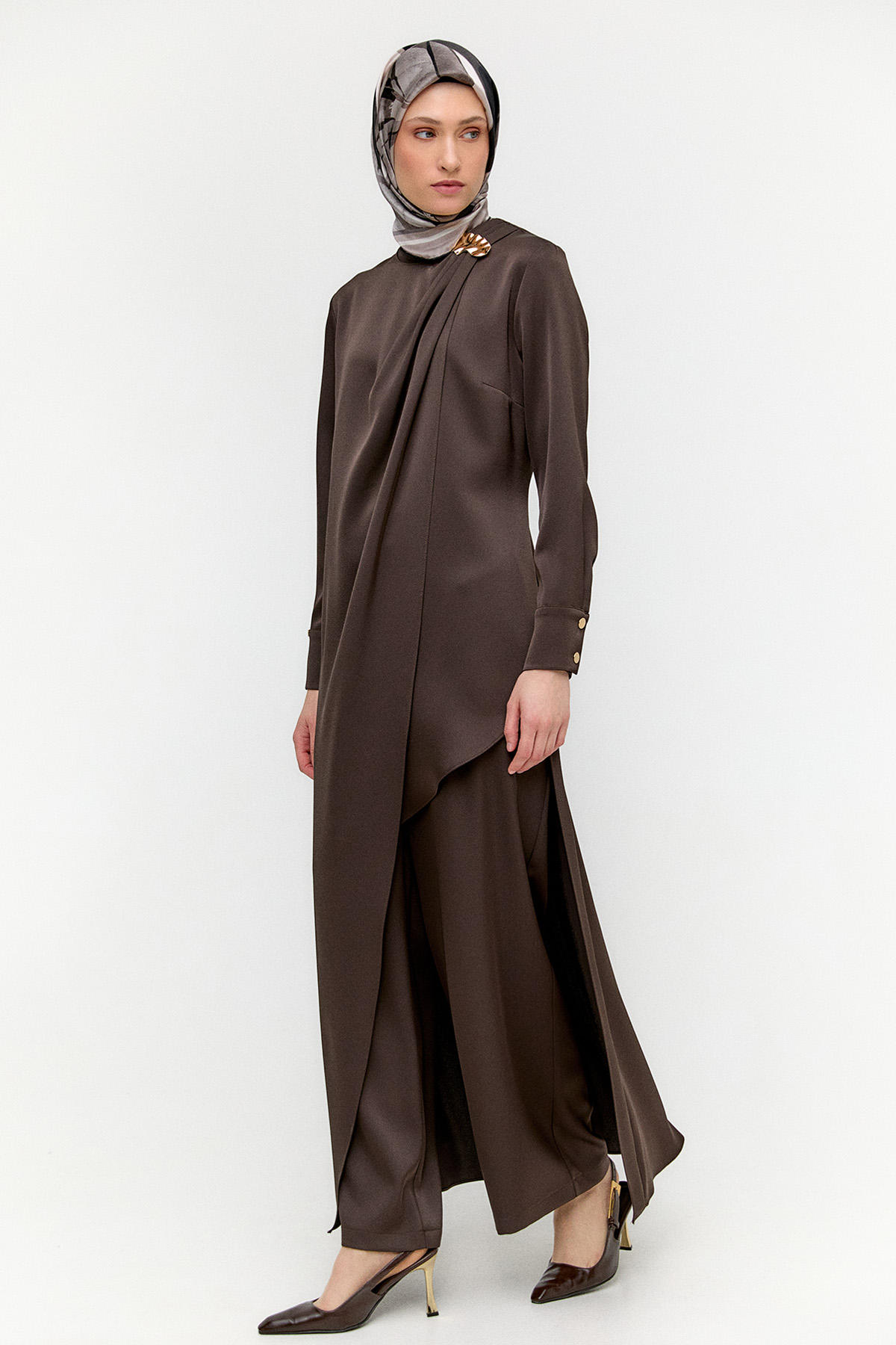 Asimetrik Saten İkili Takım, Tesettür Giyim