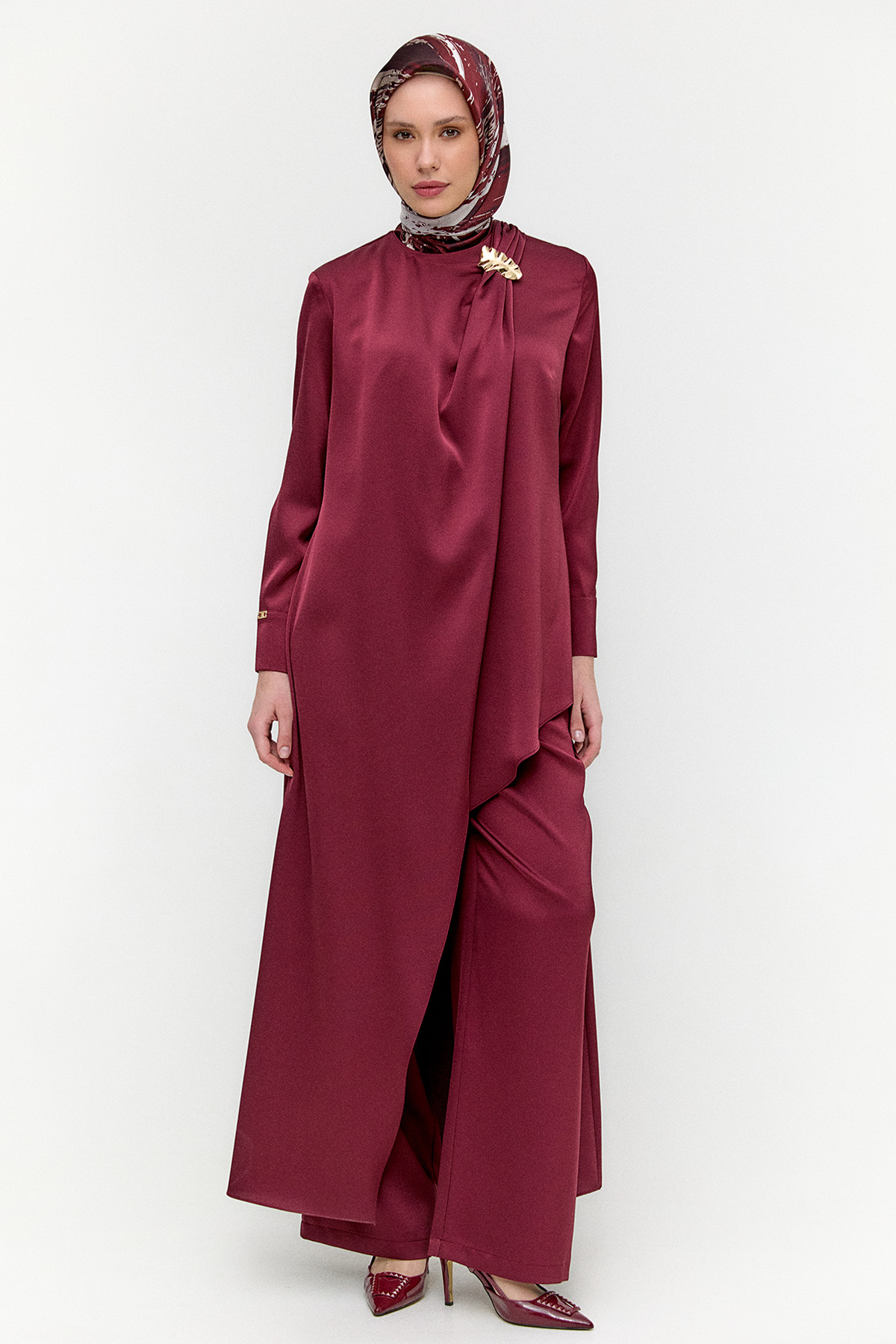 Asimetrik Saten İkili Takım, Tesettür Giyim