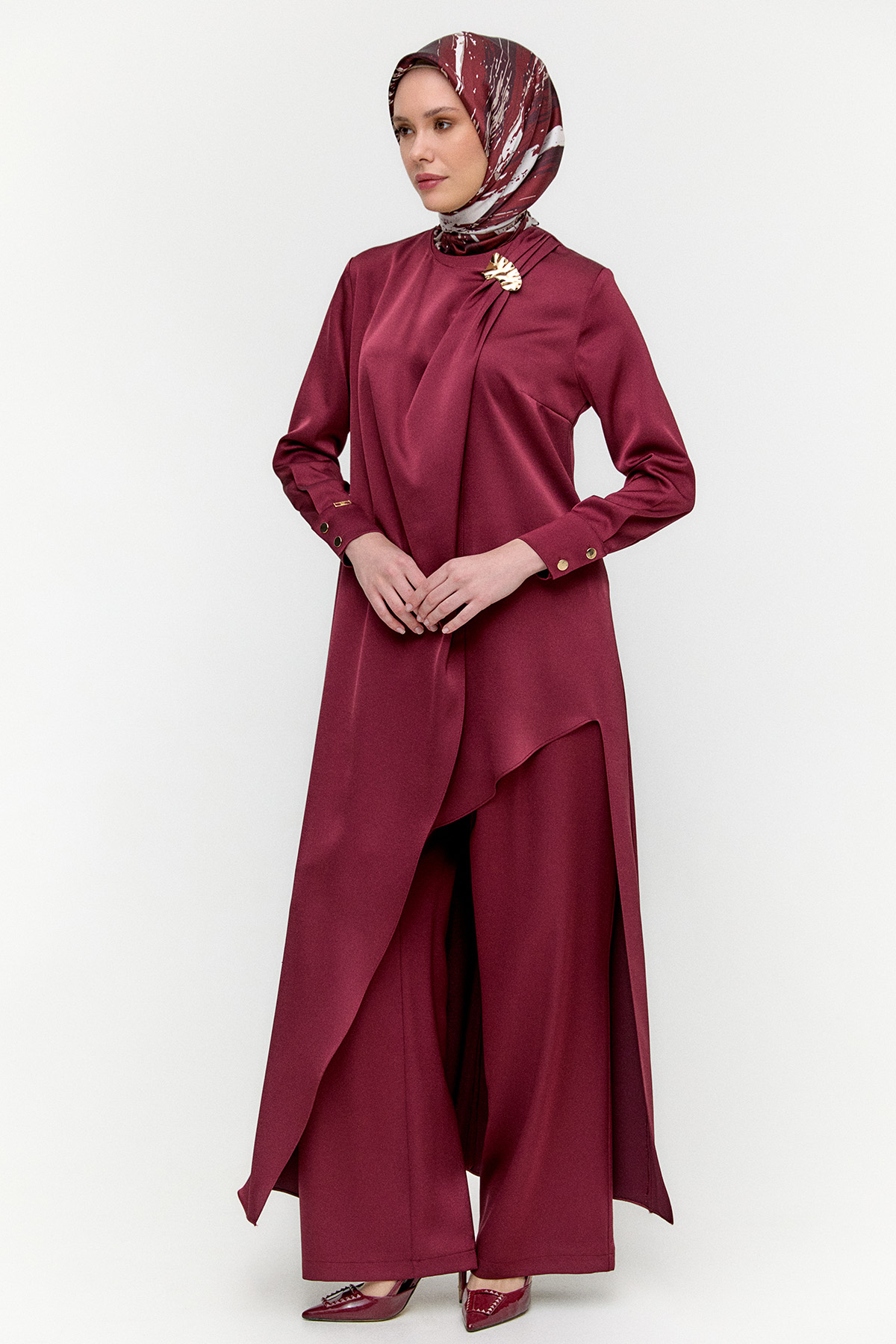 Asimetrik Saten İkili Takım, Tesettür Giyim