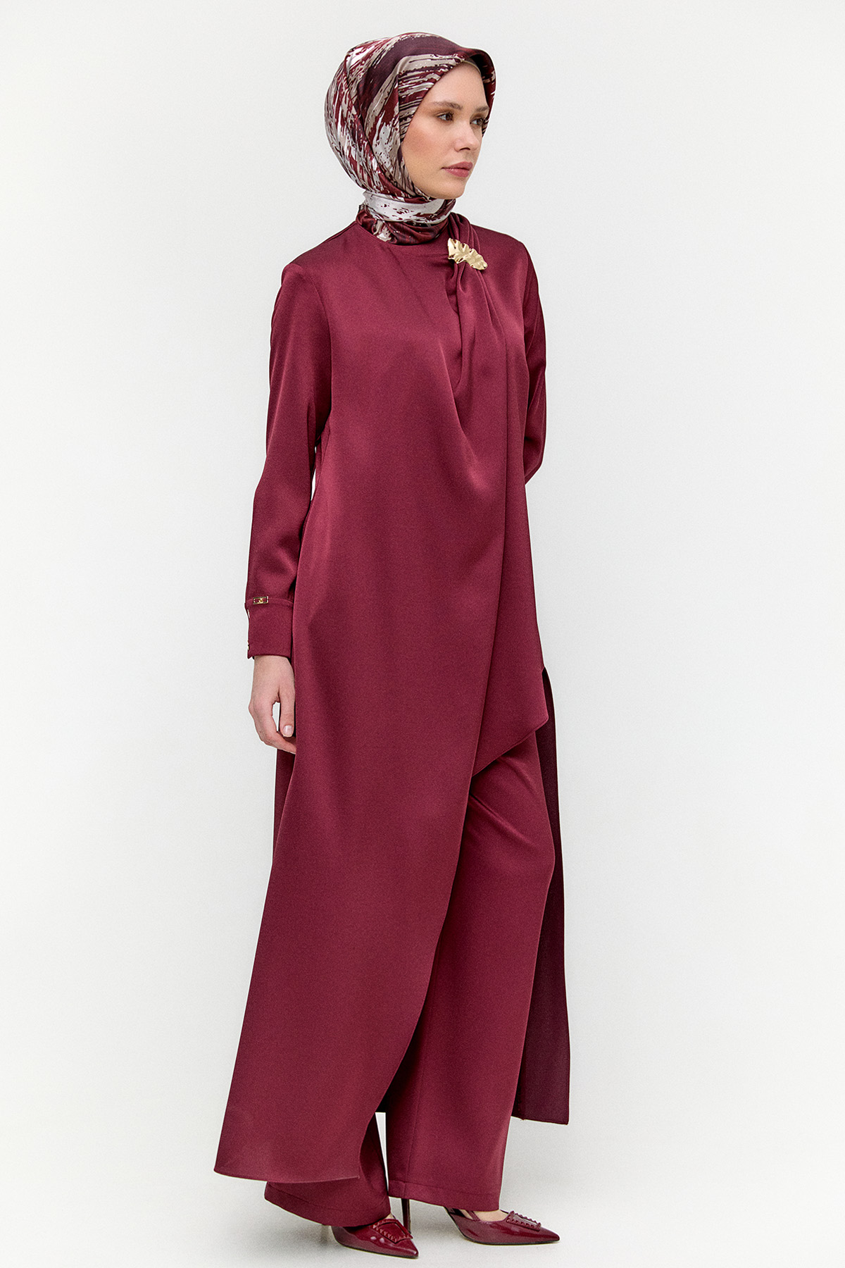 Asimetrik Saten İkili Takım, Tesettür Giyim