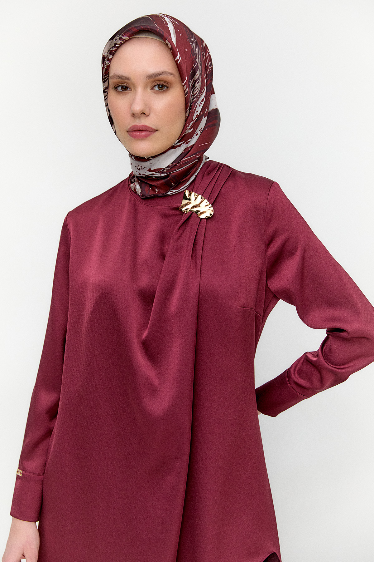 Asimetrik Saten İkili Takım, Tesettür Giyim