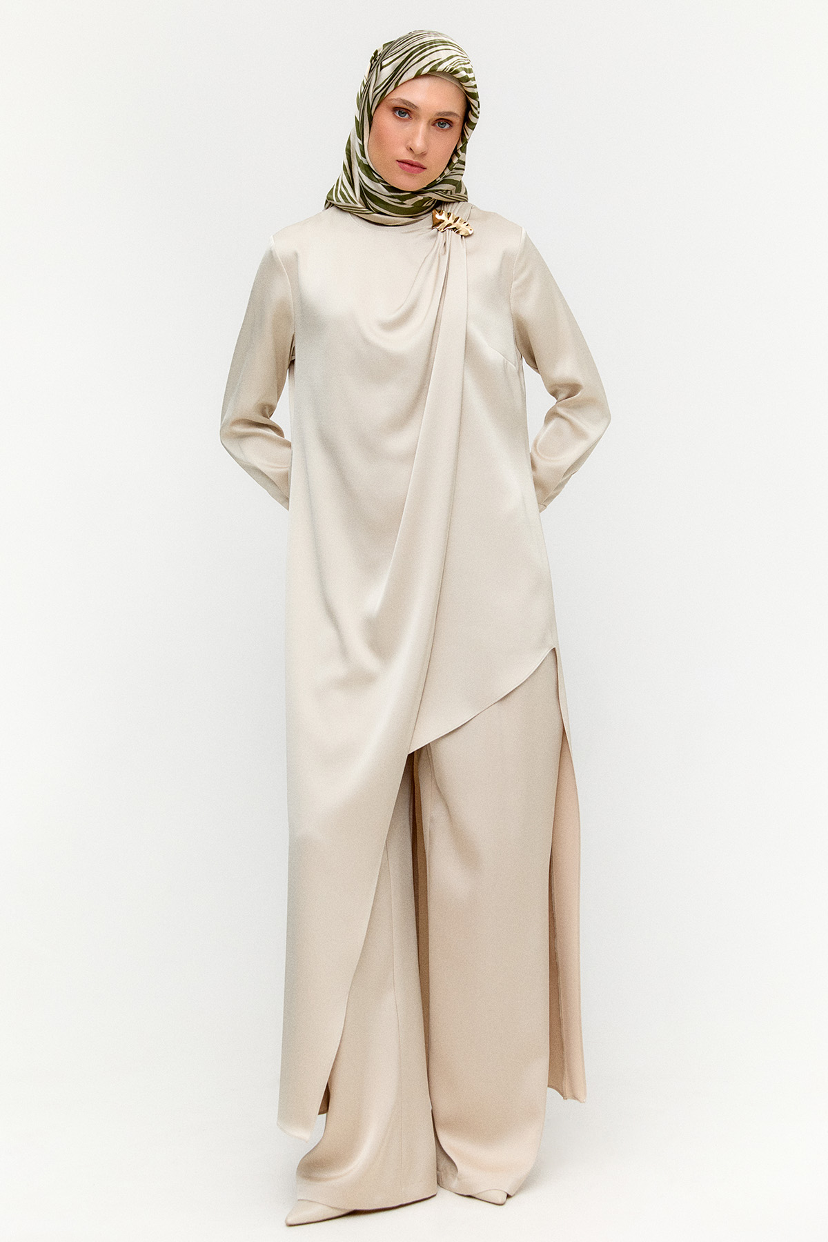 Asimetrik Saten İkili Takım, Tesettür Giyim