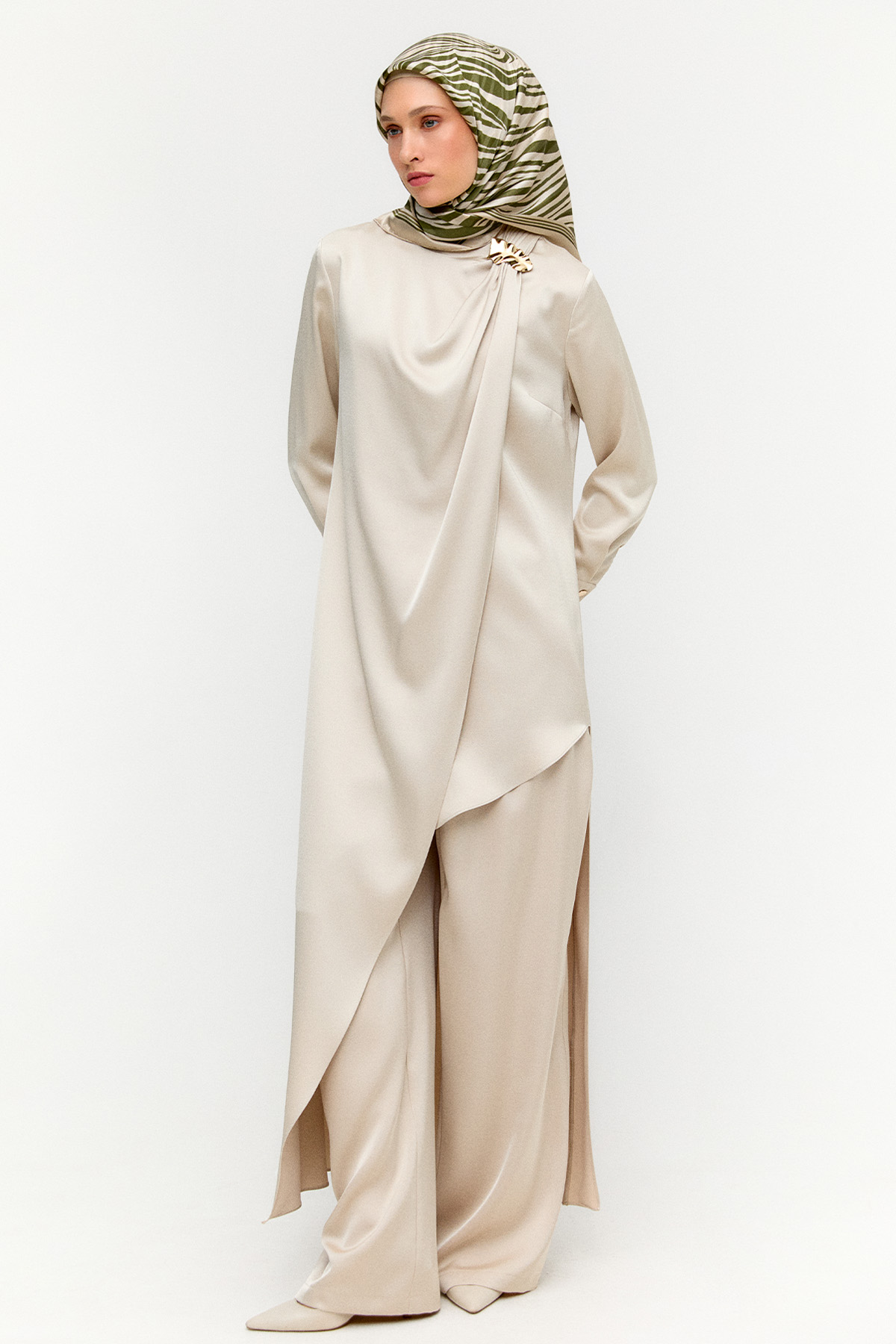 Asimetrik Saten İkili Takım, Tesettür Giyim