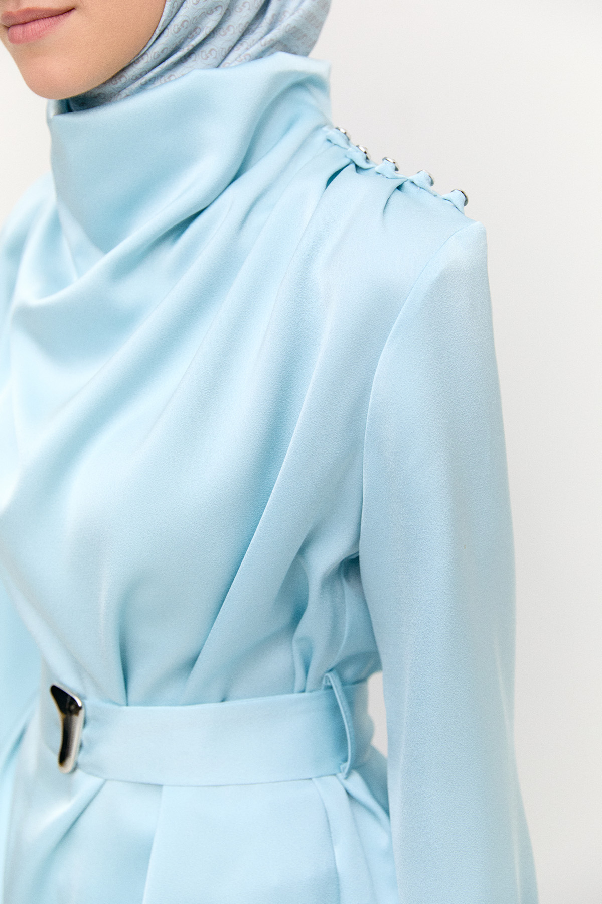 Degaje Yakalı Saten İkili Takım, Tesettür Giyim