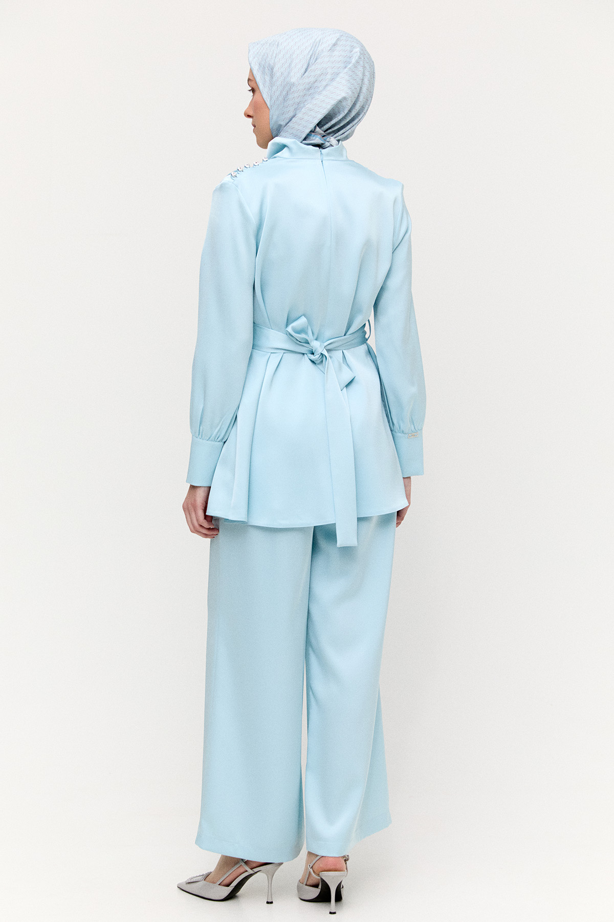 Degaje Yakalı Saten İkili Takım, Tesettür Giyim