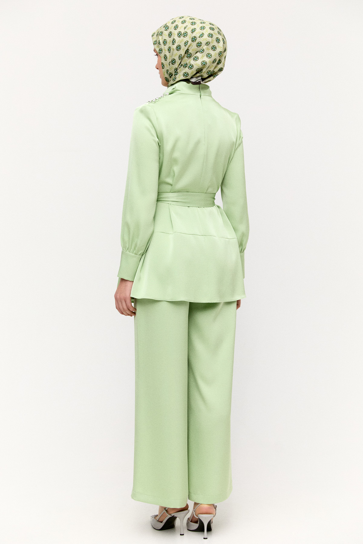 Degaje Yakalı Saten İkili Takım, Tesettür Giyim
