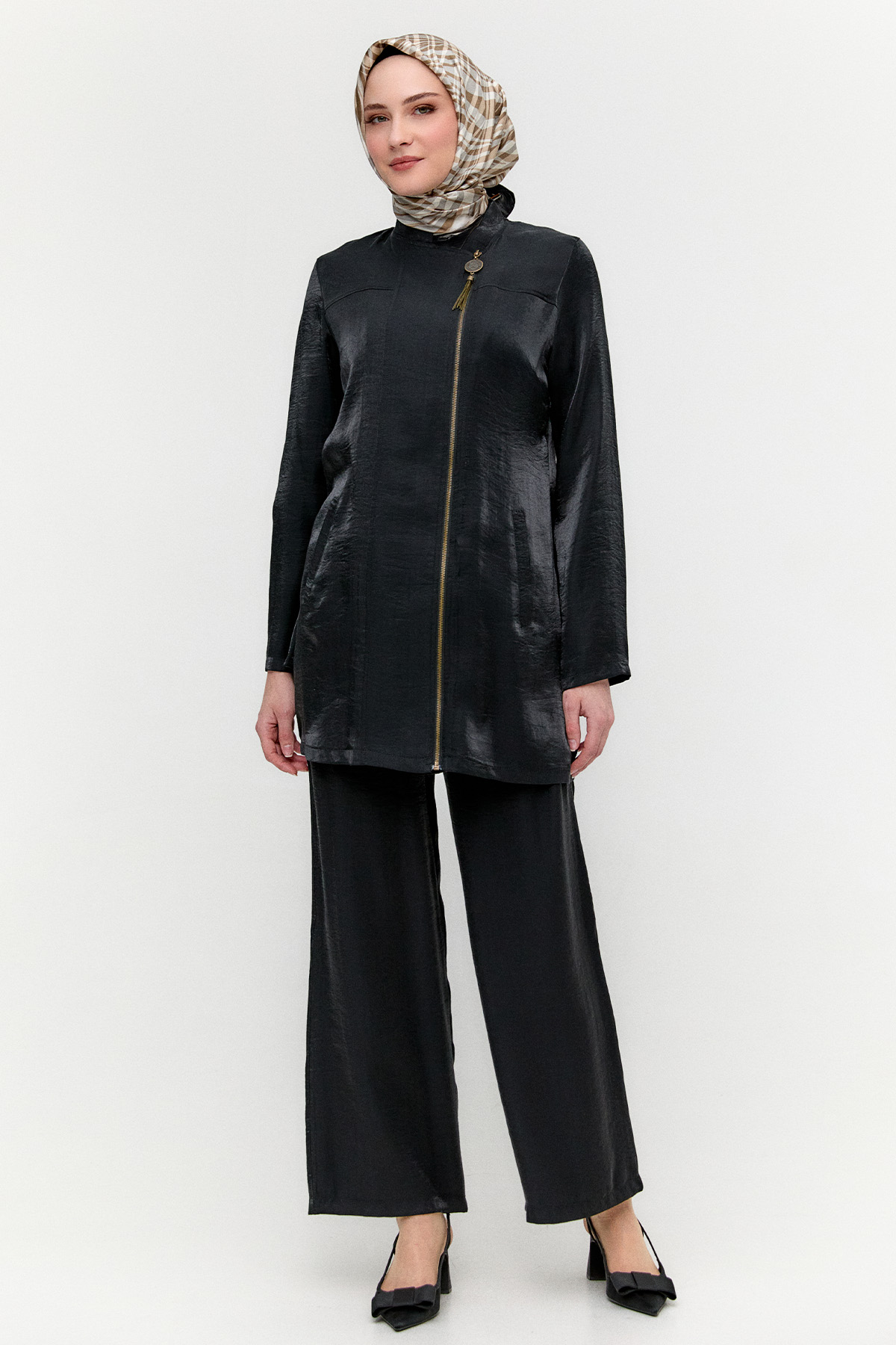 Hakim Yakalı Jakarlı İkili Takım, Tesettür Giyim