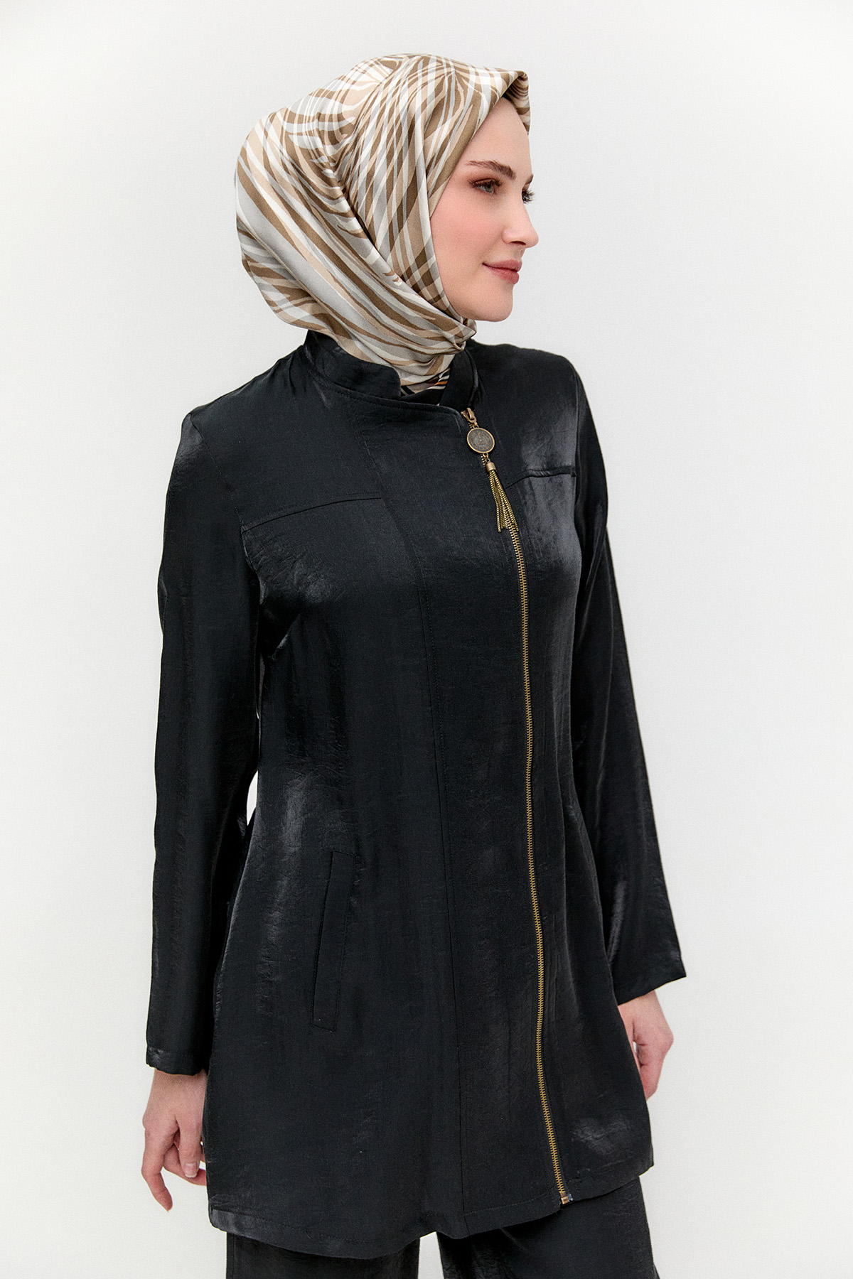 Hakim Yakalı Jakarlı İkili Takım, Tesettür Giyim