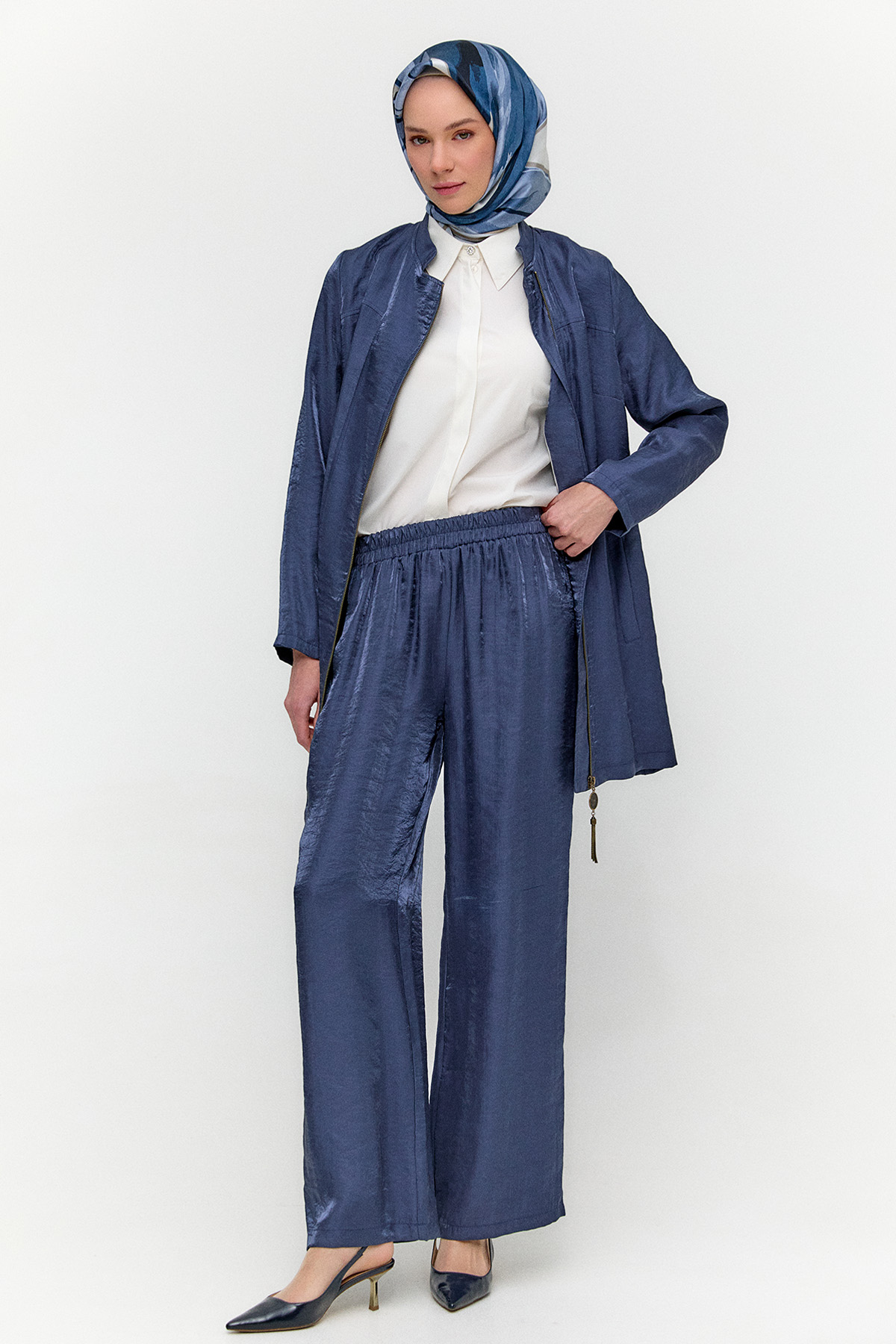 Hakim Yakalı Jakarlı İkili Takım, Tesettür Giyim