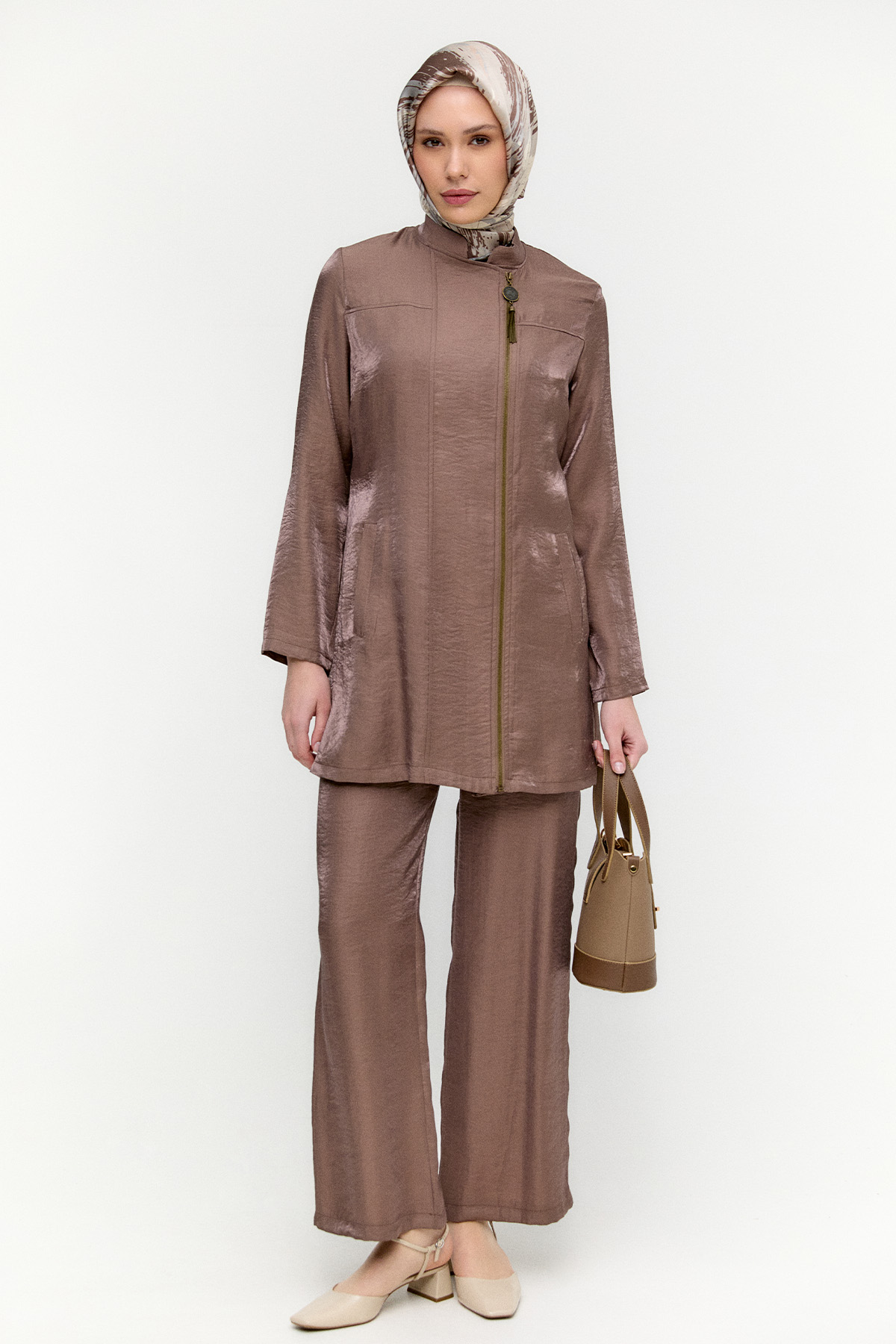 Hakim Yakalı Jakarlı İkili Takım, Tesettür Giyim