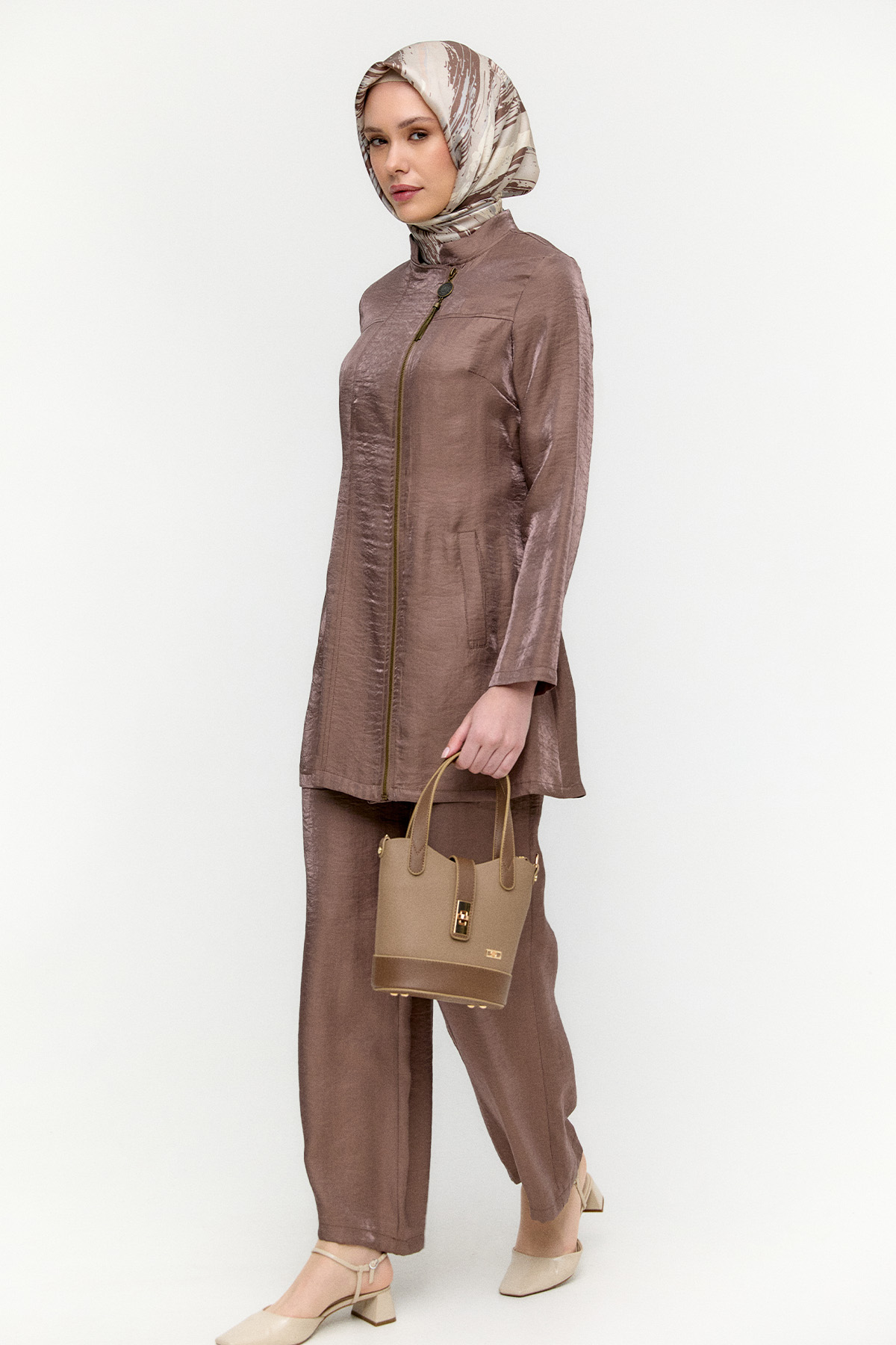 Hakim Yakalı Jakarlı İkili Takım, Tesettür Giyim