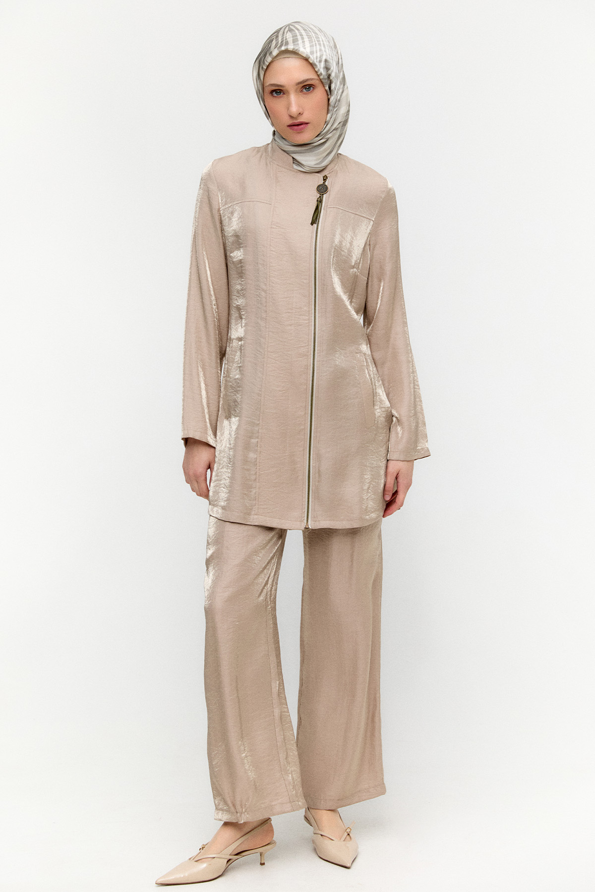 Hakim Yakalı Jakarlı İkili Takım, Tesettür Giyim