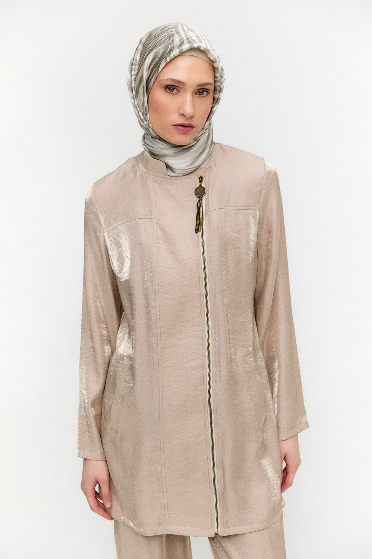 Hakim Yakalı Jakarlı İkili Takım, Tesettür Giyim