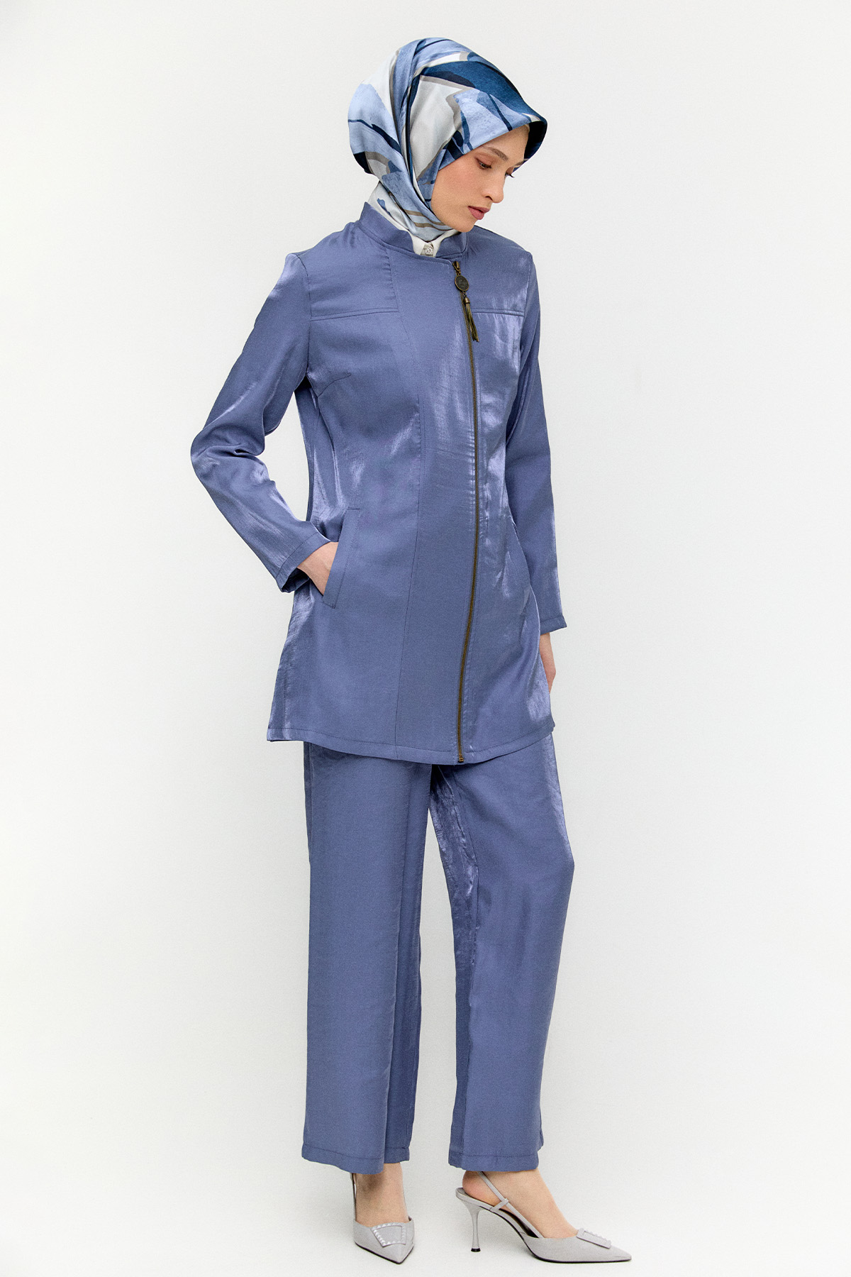 Hakim Yakalı Jakarlı İkili Takım, Tesettür Giyim