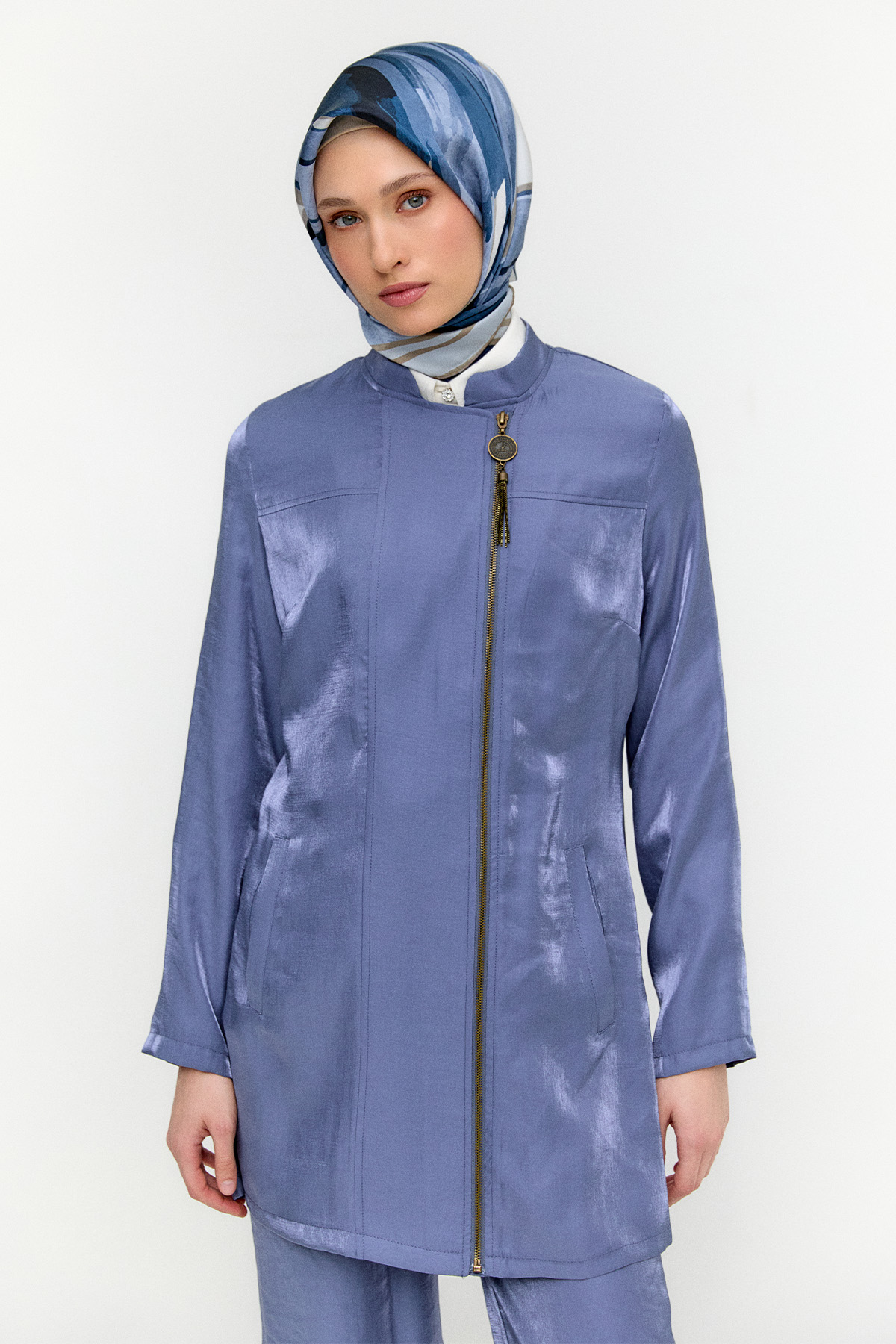 Hakim Yakalı Jakarlı İkili Takım, Tesettür Giyim