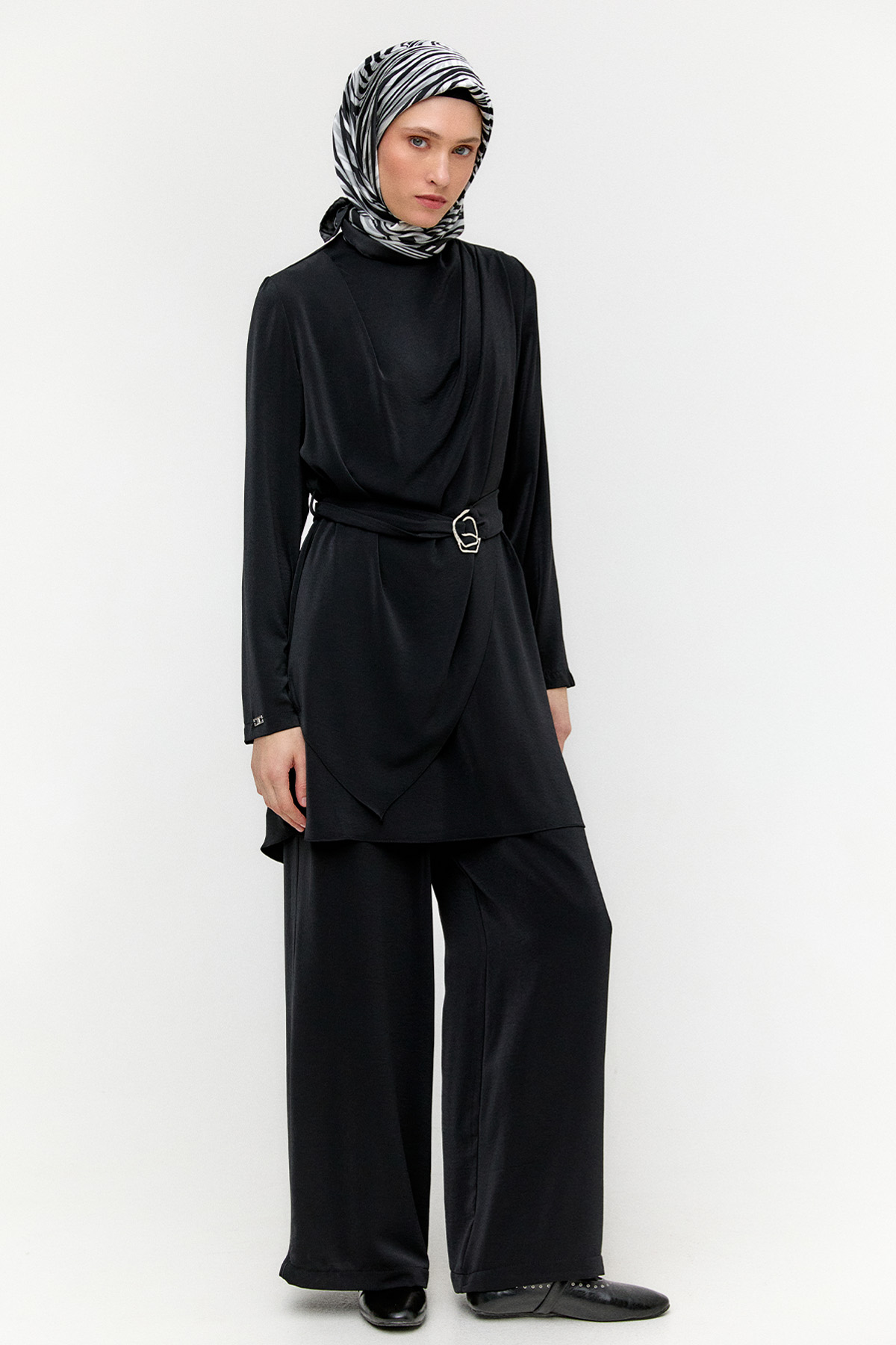 Drapeli Kemerli İkili Takım, Tesettür Giyim