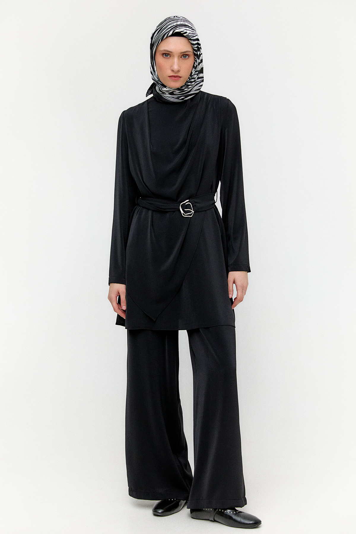 Drapeli Kemerli İkili Takım, Tesettür Giyim