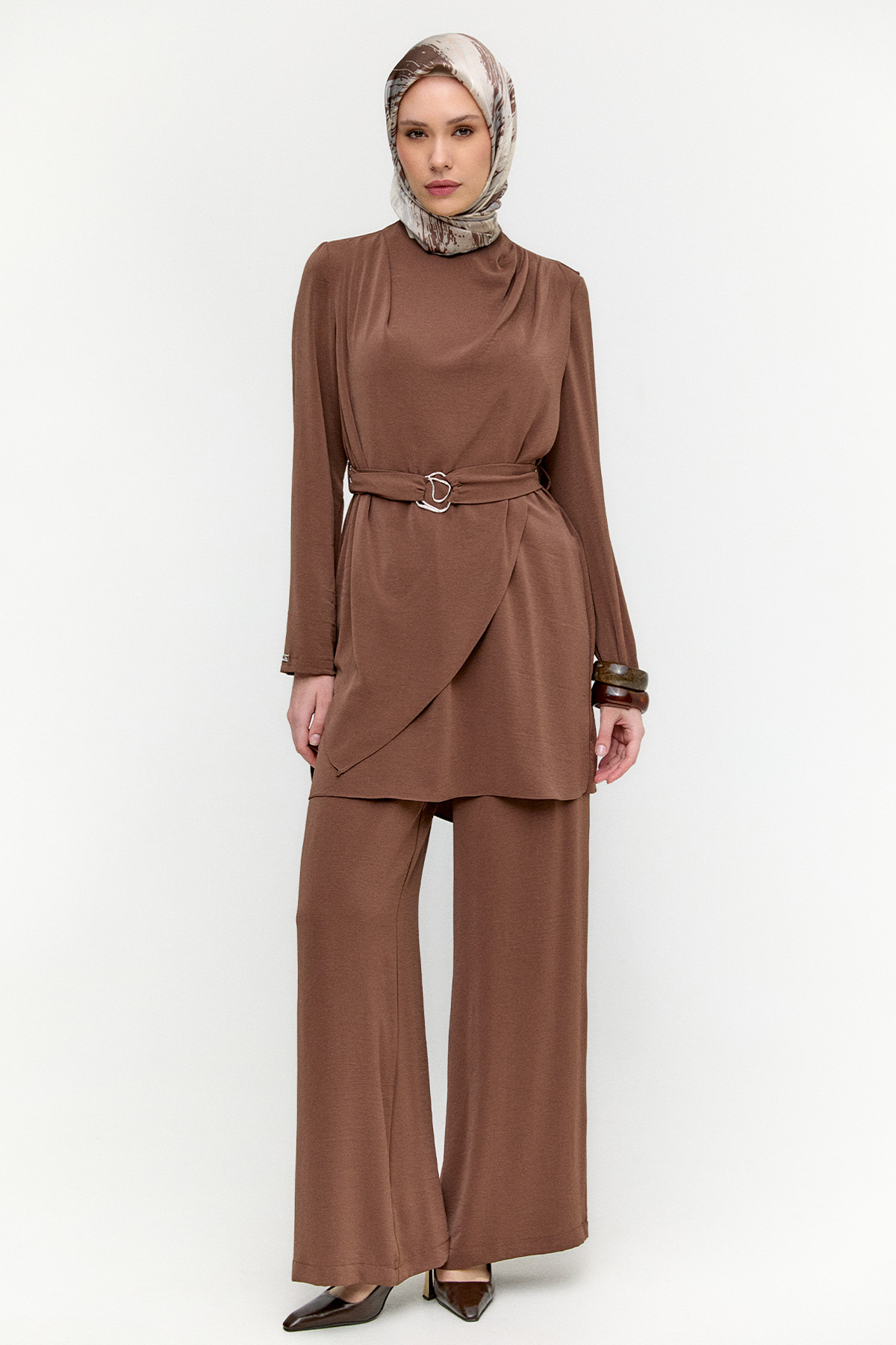 Drapeli Kemerli İkili Takım, Tesettür Giyim