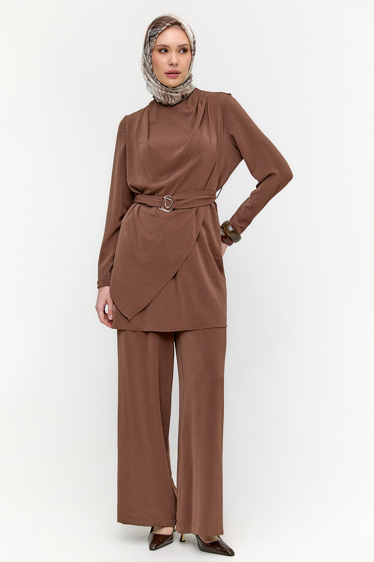 Drapeli Kemerli İkili Takım, Tesettür Giyim