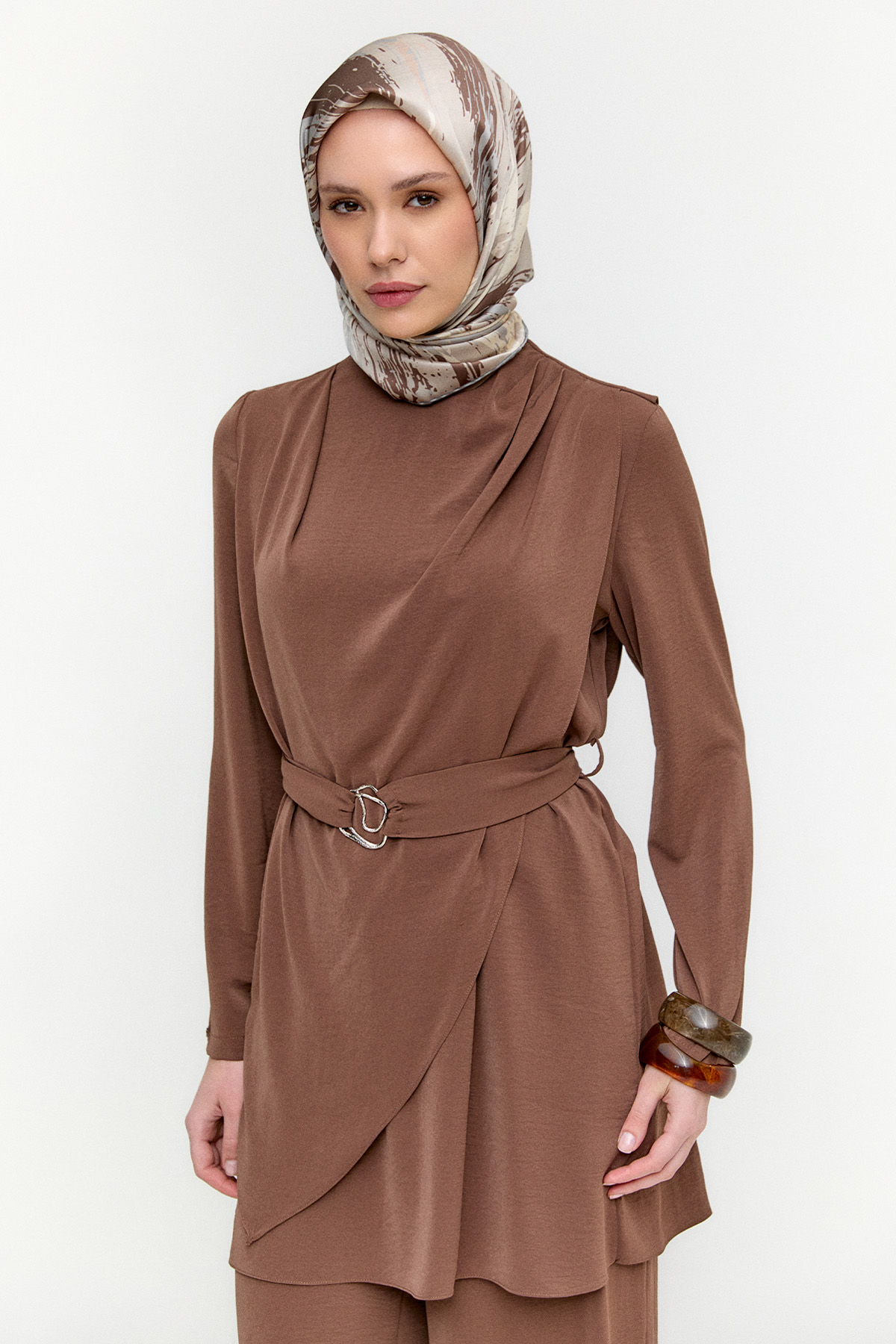 Drapeli Kemerli İkili Takım, Tesettür Giyim