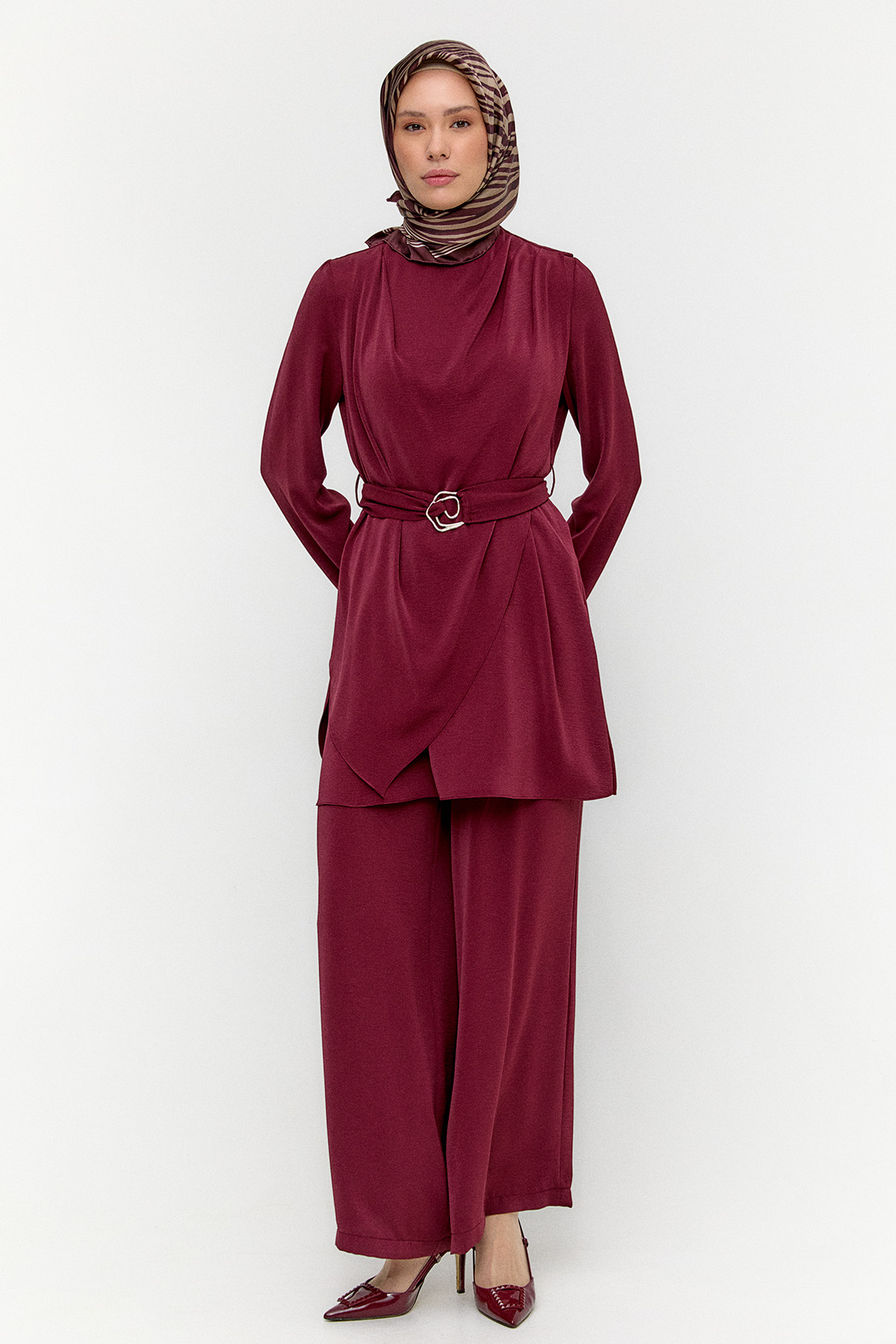 Drapeli Kemerli İkili Takım, Tesettür Giyim