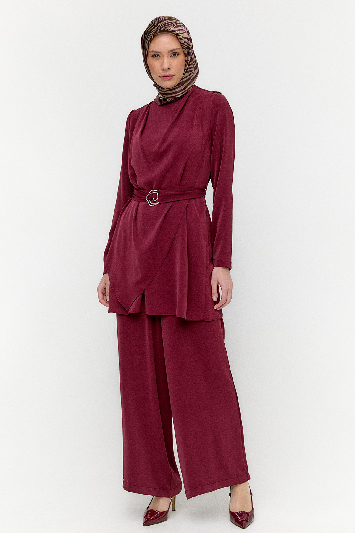 Drapeli Kemerli İkili Takım, Tesettür Giyim