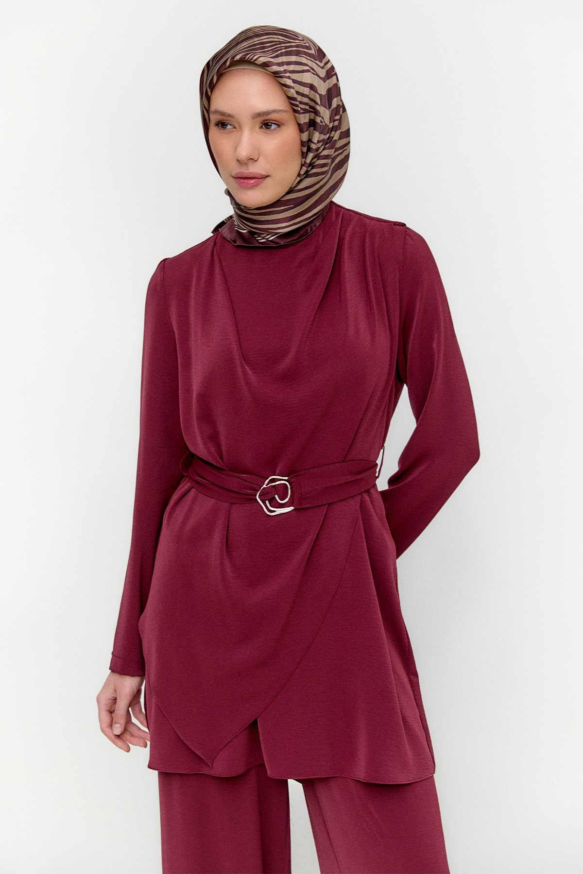 Drapeli Kemerli İkili Takım, Tesettür Giyim