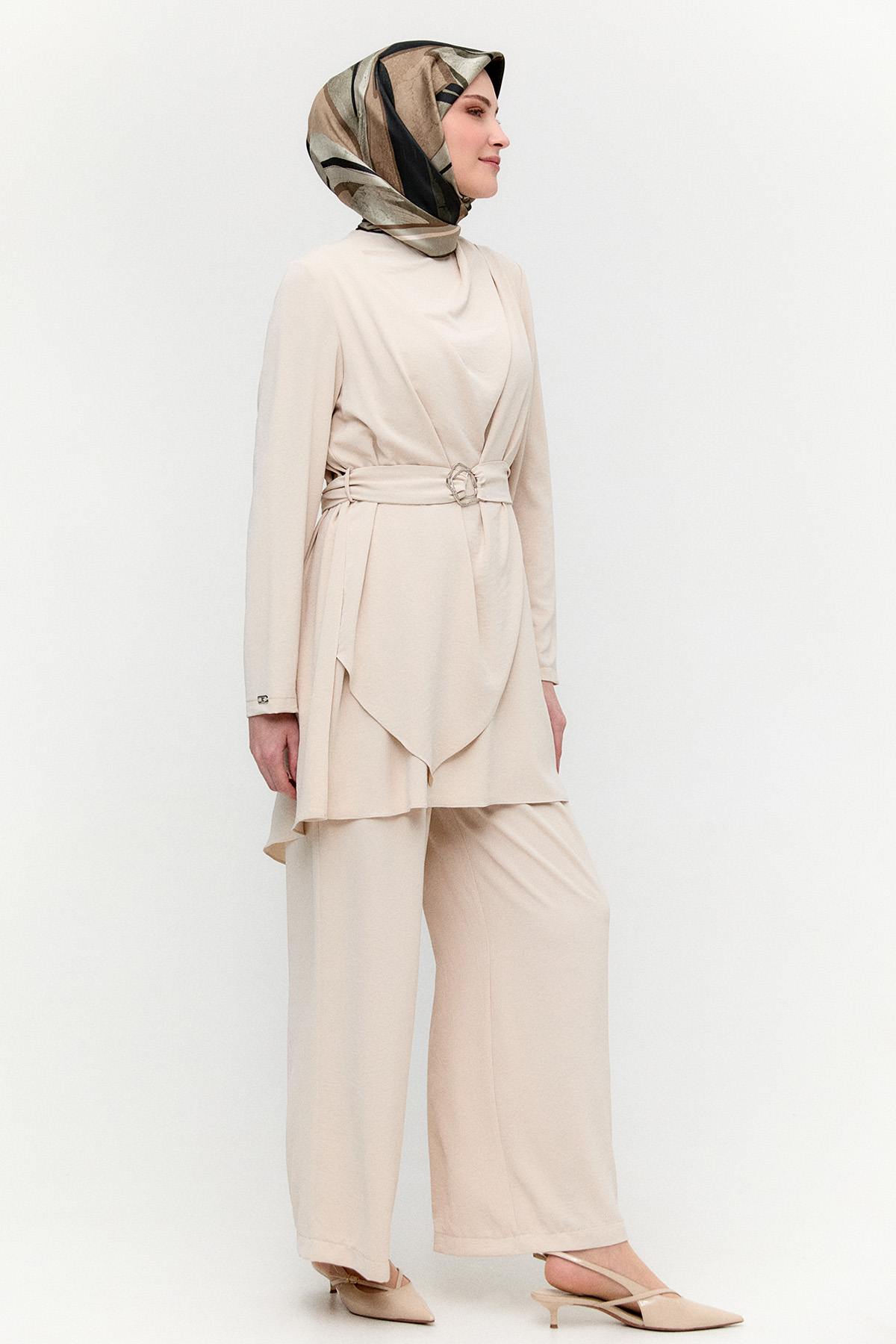 Drapeli Kemerli İkili Takım, Tesettür Giyim