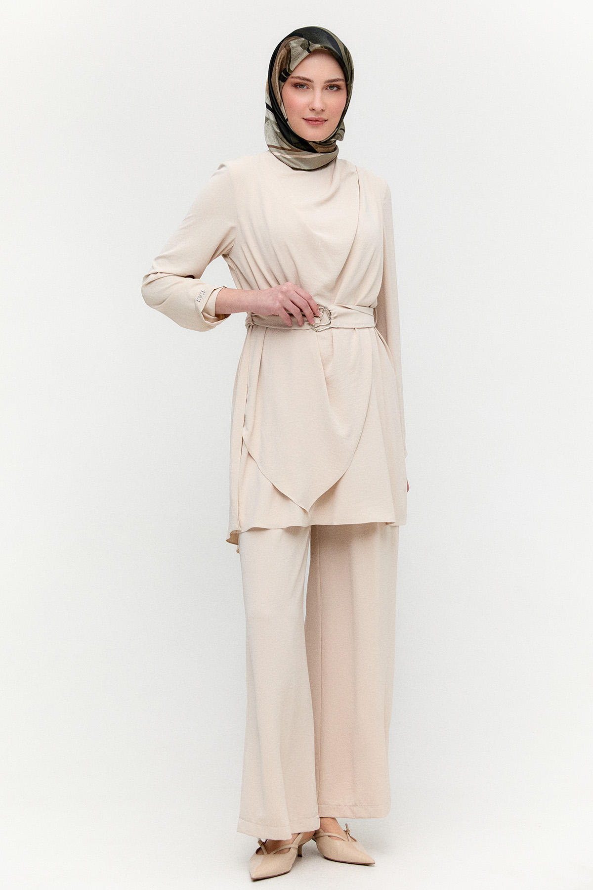 Drapeli Kemerli İkili Takım, Tesettür Giyim