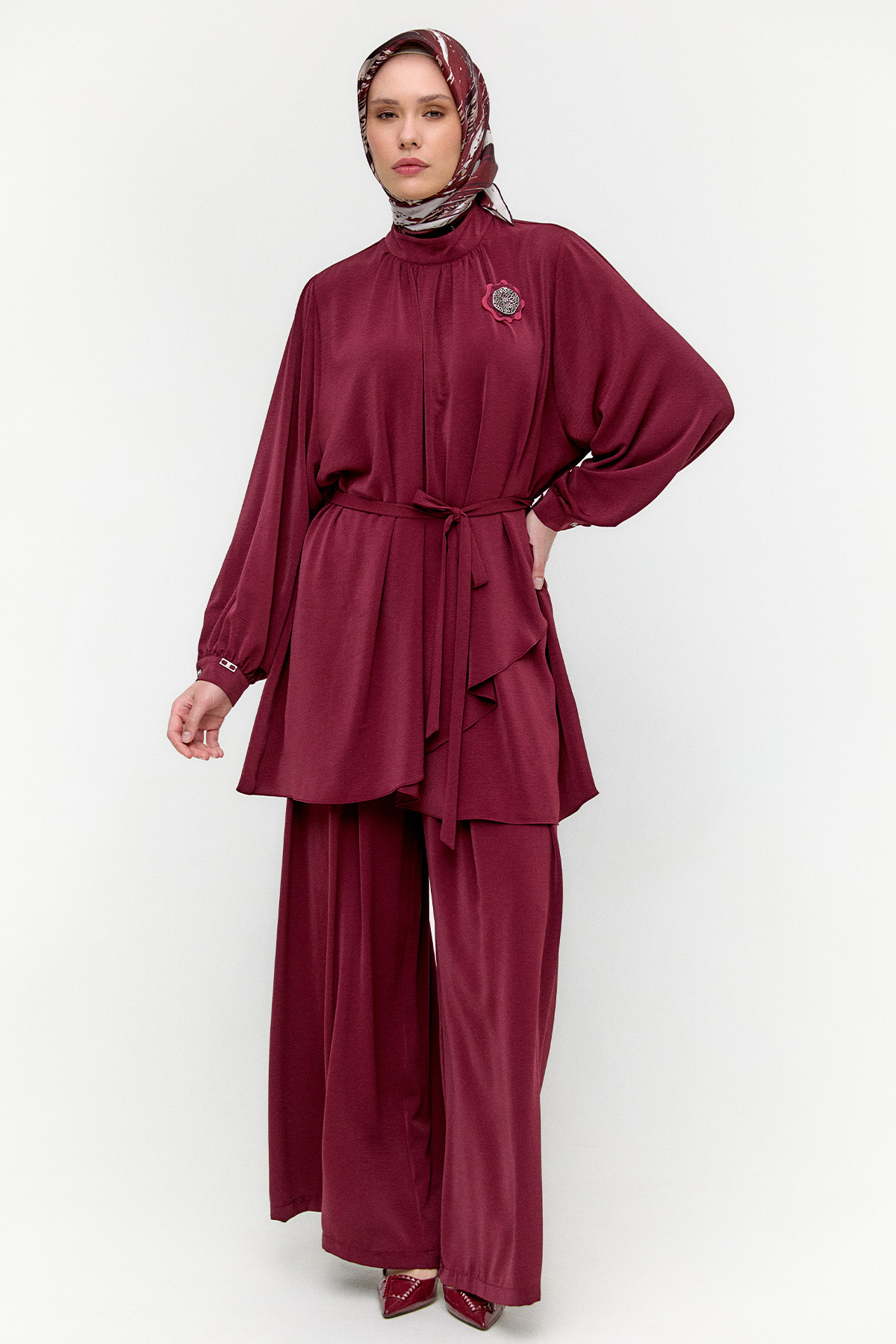Kuşaklı Oversize İkili Takım, Tesettür Giyim