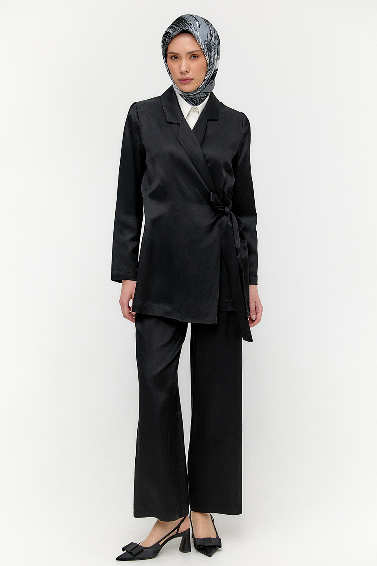 Jakarlı Kuşaklı İkili Takım, Tesettür Giyim