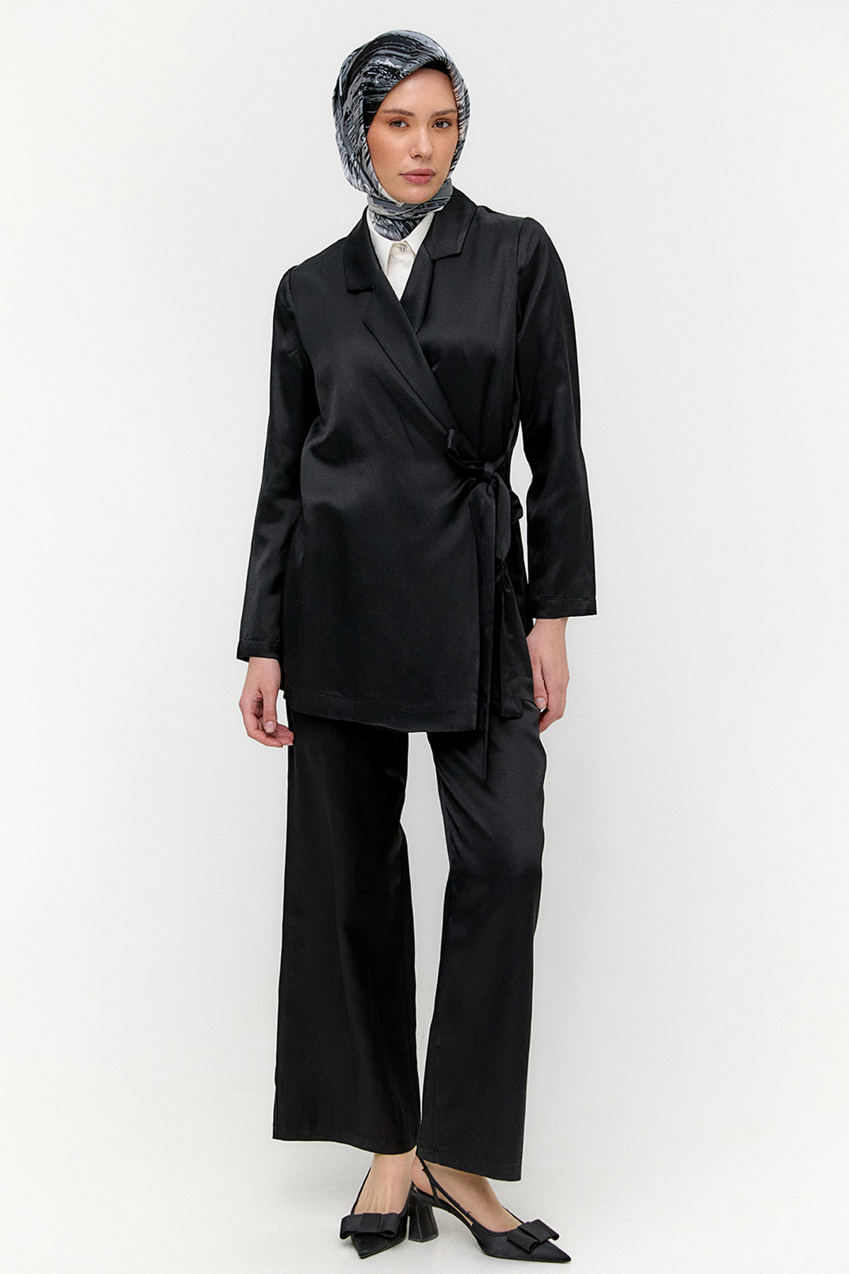 Jakarlı Kuşaklı İkili Takım, Tesettür Giyim