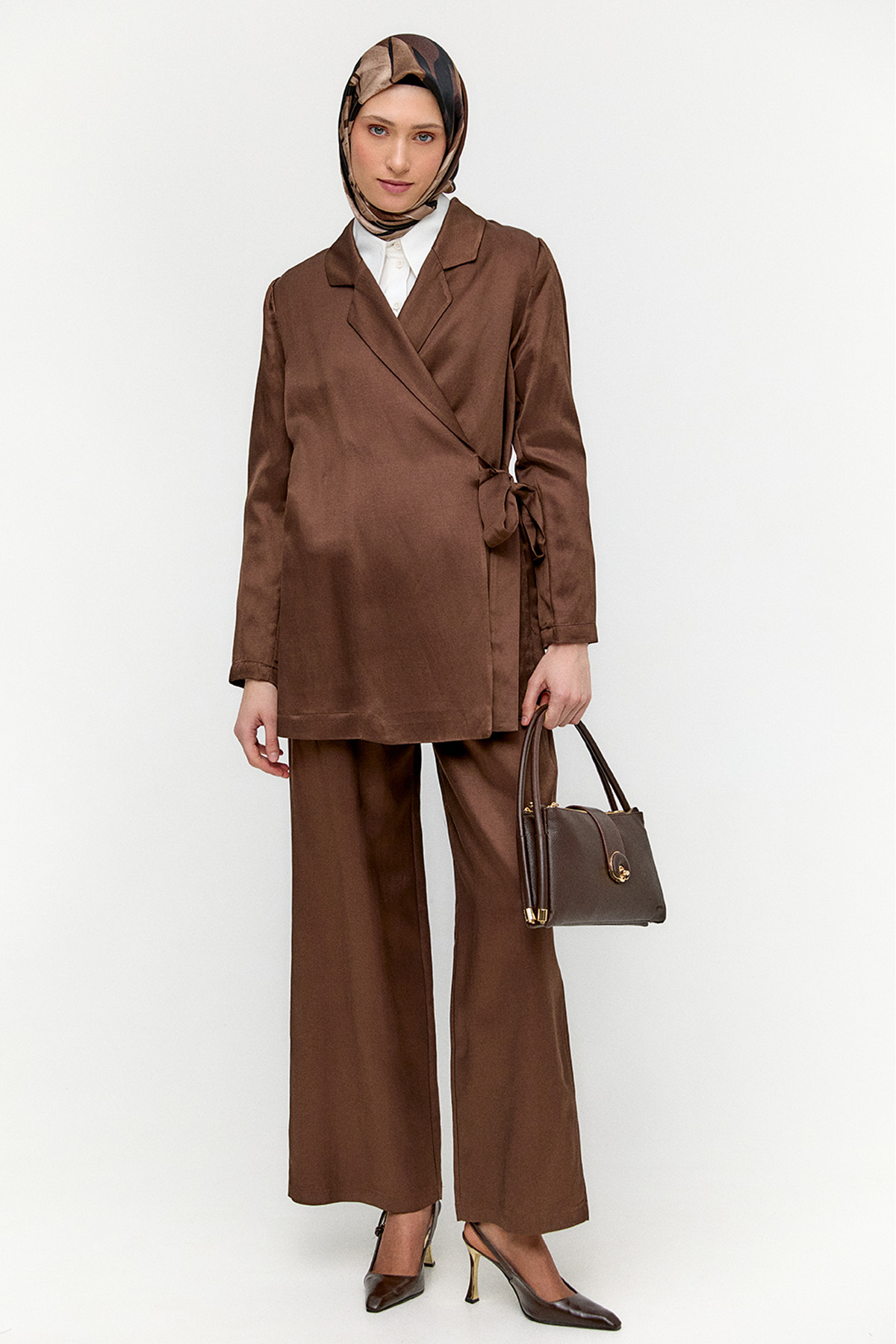 Jakarlı Kuşaklı İkili Takım, Tesettür Giyim