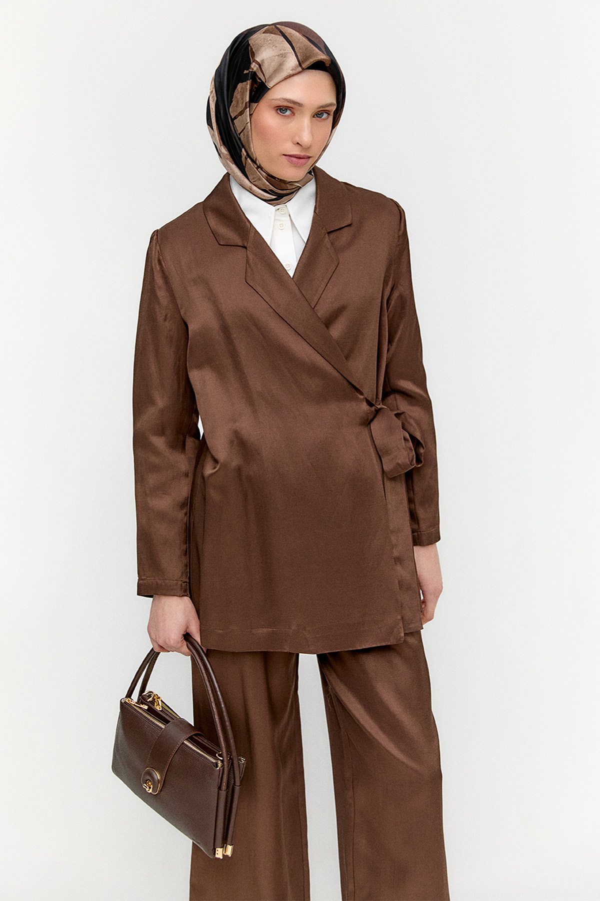 Jakarlı Kuşaklı İkili Takım, Tesettür Giyim