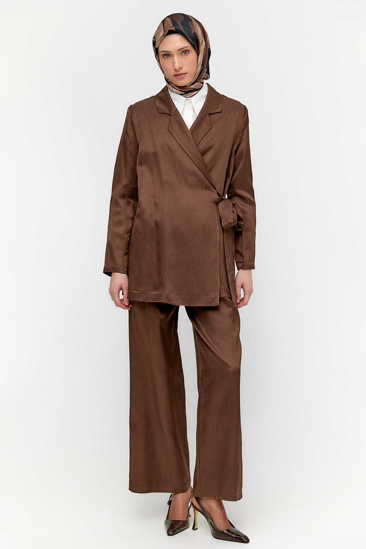 Jakarlı Kuşaklı İkili Takım, Tesettür Giyim